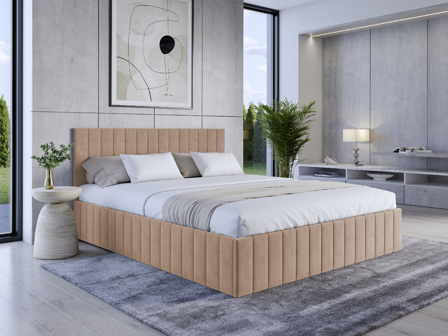 Eka Čalouněná postel LINDA 120x200 cm Barva látky Trinity: (2304) Béžová