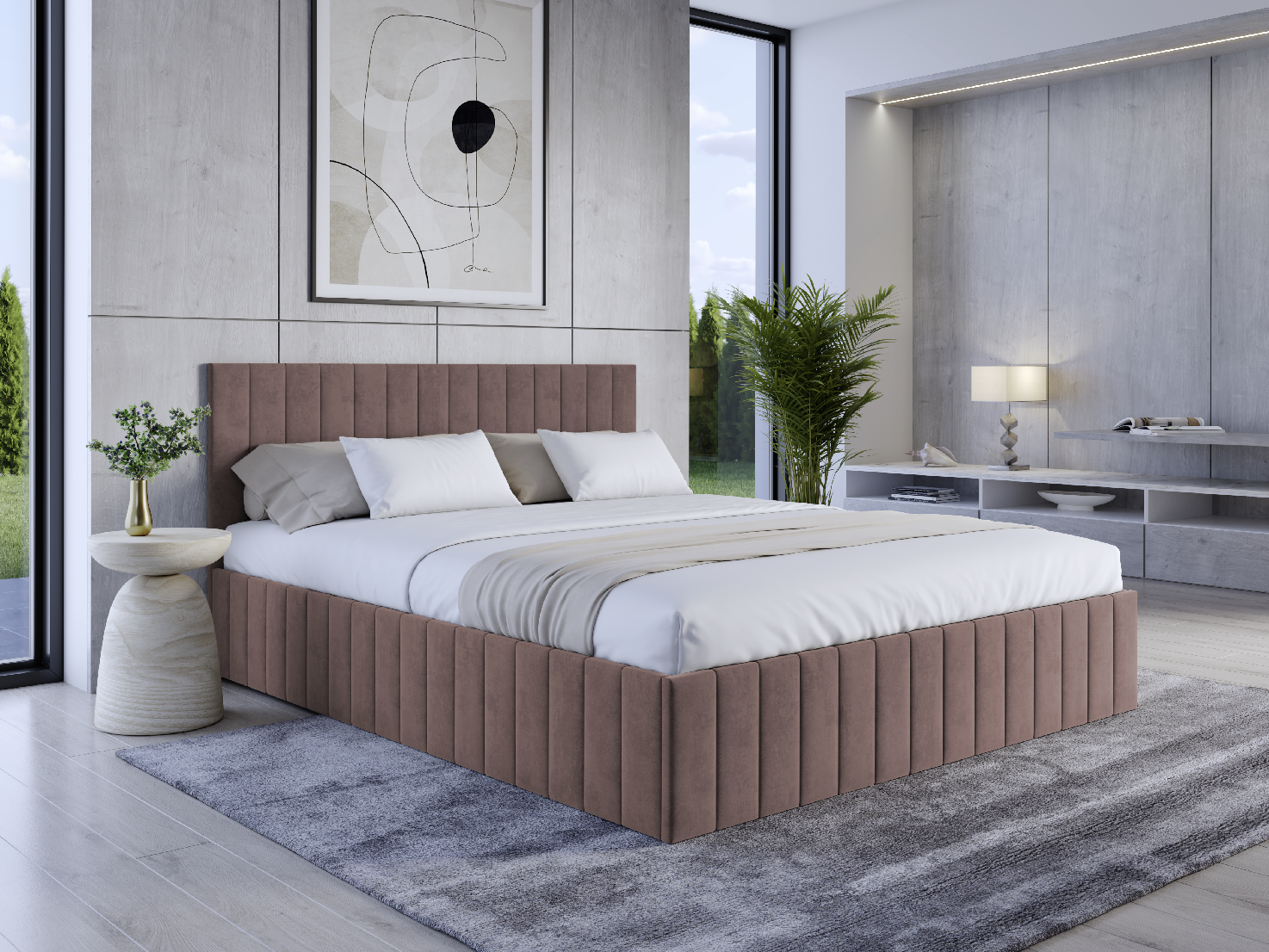 Eka Čalouněná postel LINDA 120x200 cm Barva látky Trinity: (2306) Světlá hnědá