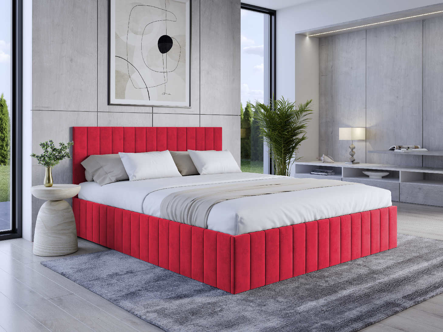 Eka Čalouněná postel LINDA 120x200 cm Barva látky Trinity: (2309) Červená