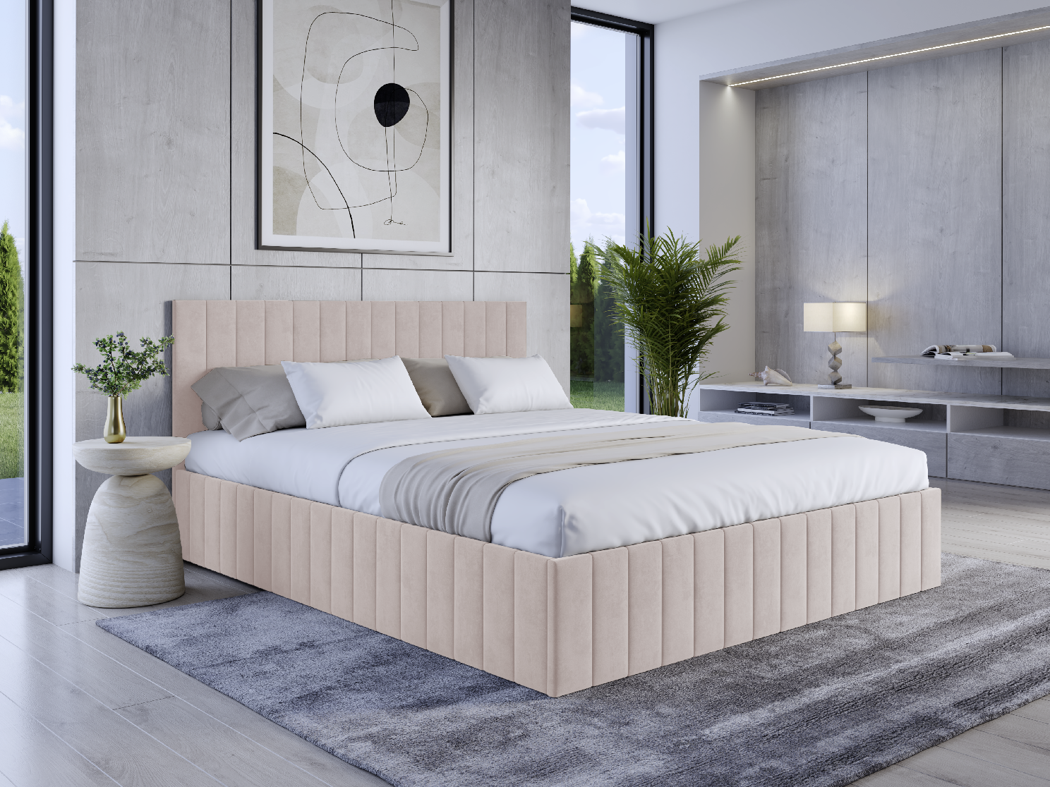 Eka Čalouněná postel LINDA 120x200 cm Barva látky Trinity: (2301) Krémová bíla