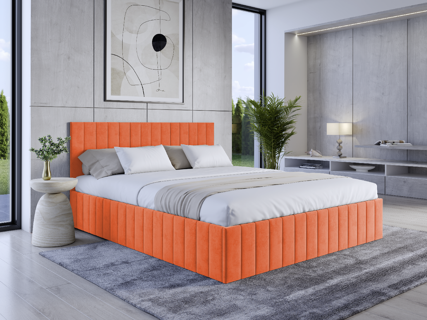 Eka Čalouněná postel LINDA 180x200 cm Barva látky Trinity: (2317) Oranžová