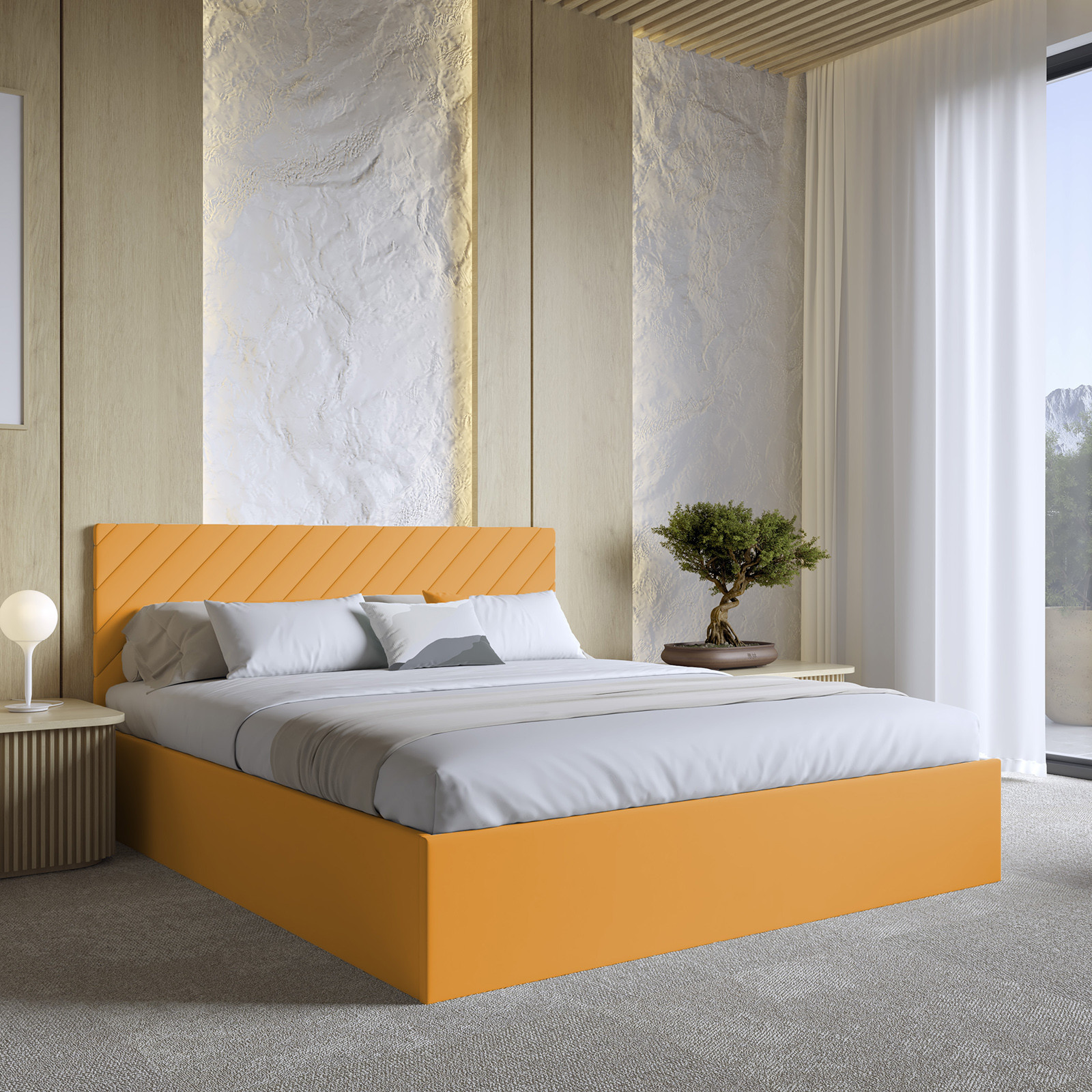 Eka Čalouněná postel ADEL 90x200 cm Barva látky Trinity: (2317) Oranžová