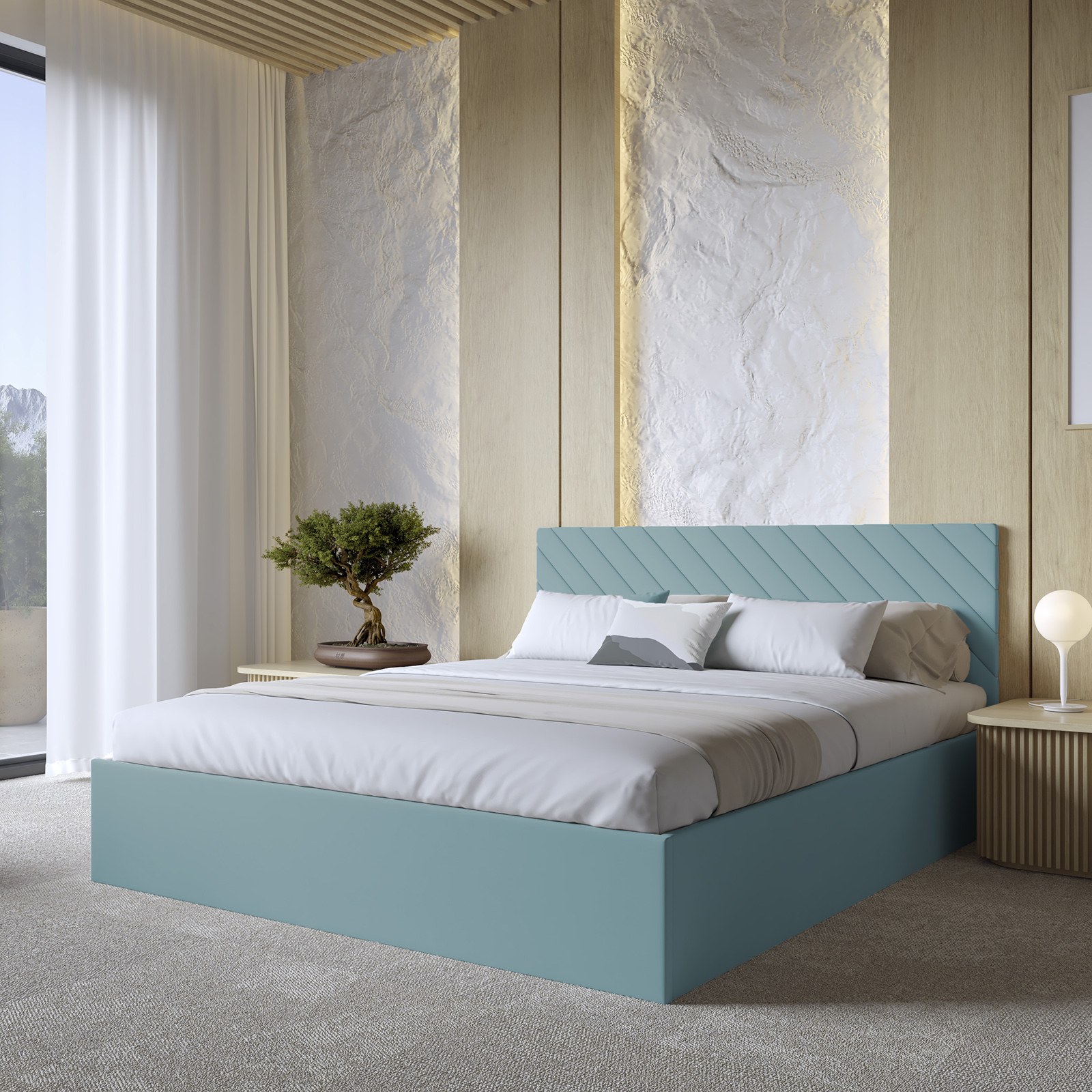 Eka Čalouněná postel ADEL 160x200 cm Barva látky Trinity: (2322) Světlá modrá