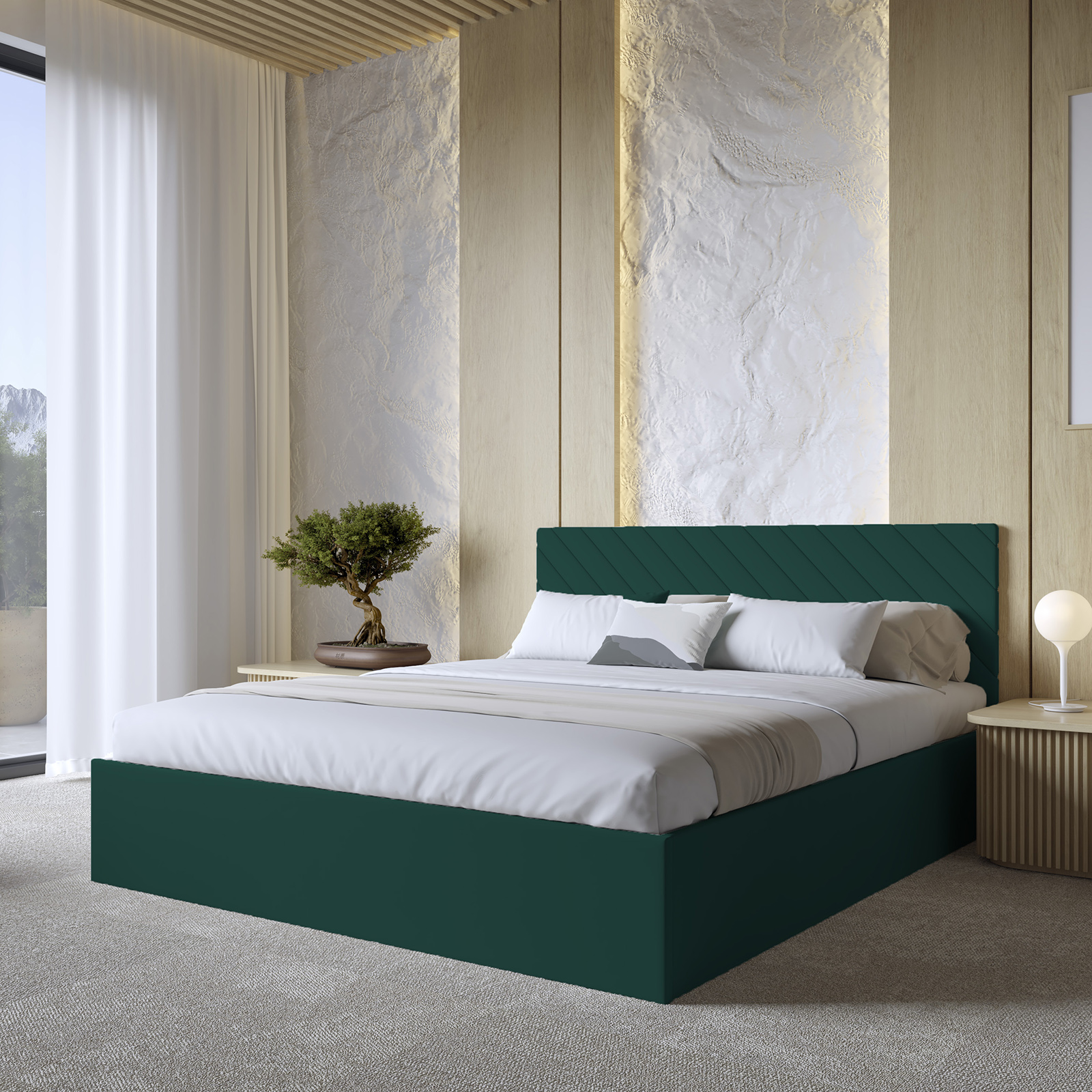 Eka Čalouněná postel ADEL 160x200 cm Barva látky Trinity: (2328) Tmavá zelená