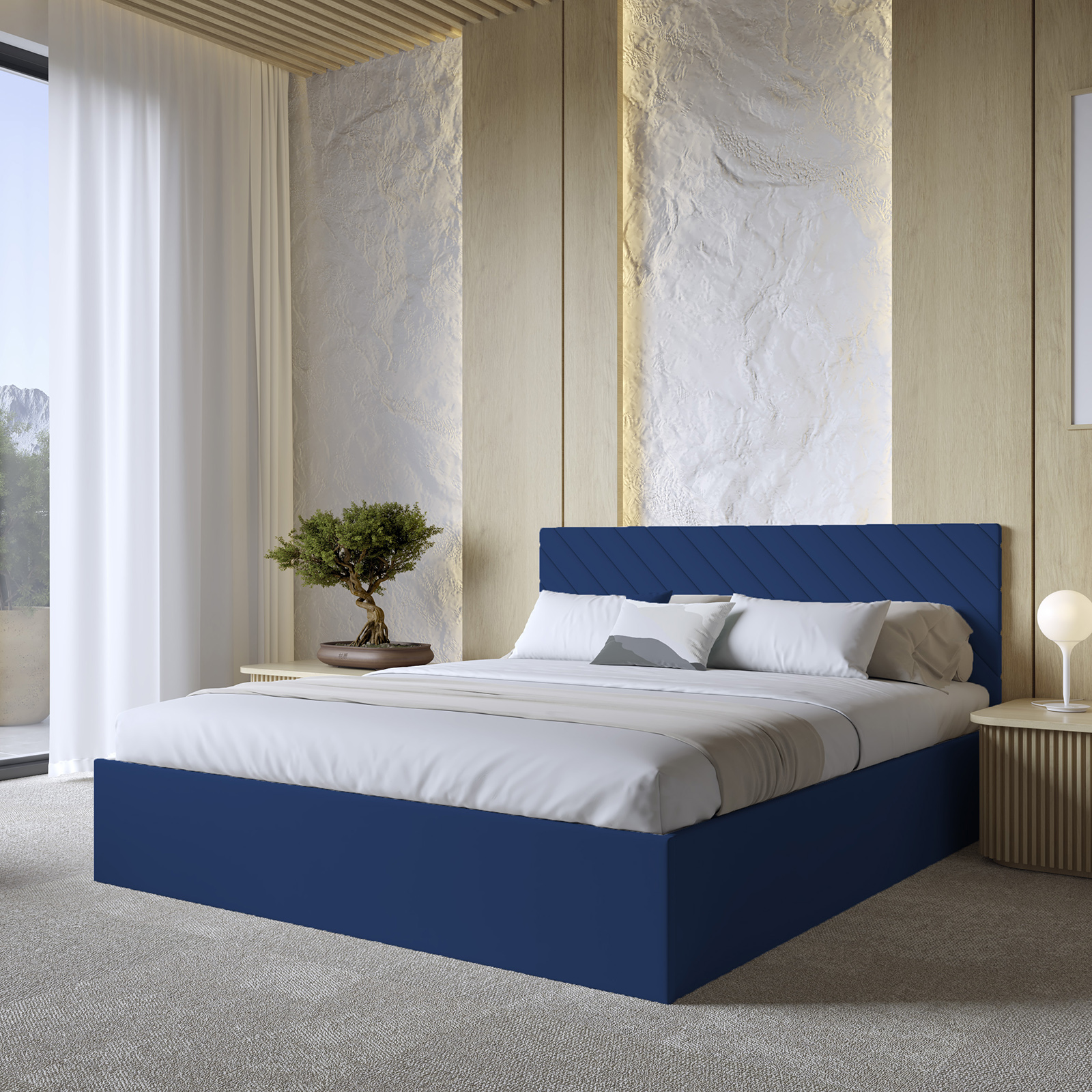 Eka Čalouněná postel ADEL 160x200 cm Barva látky Trinity: (2331) Tmavá modrá