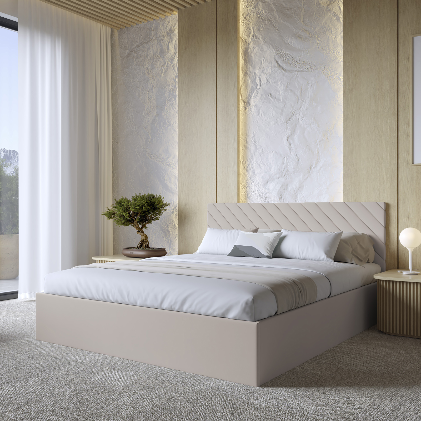 Eka Čalouněná postel ADEL 180x200 cm Barva látky Trinity: (2302) Krémová