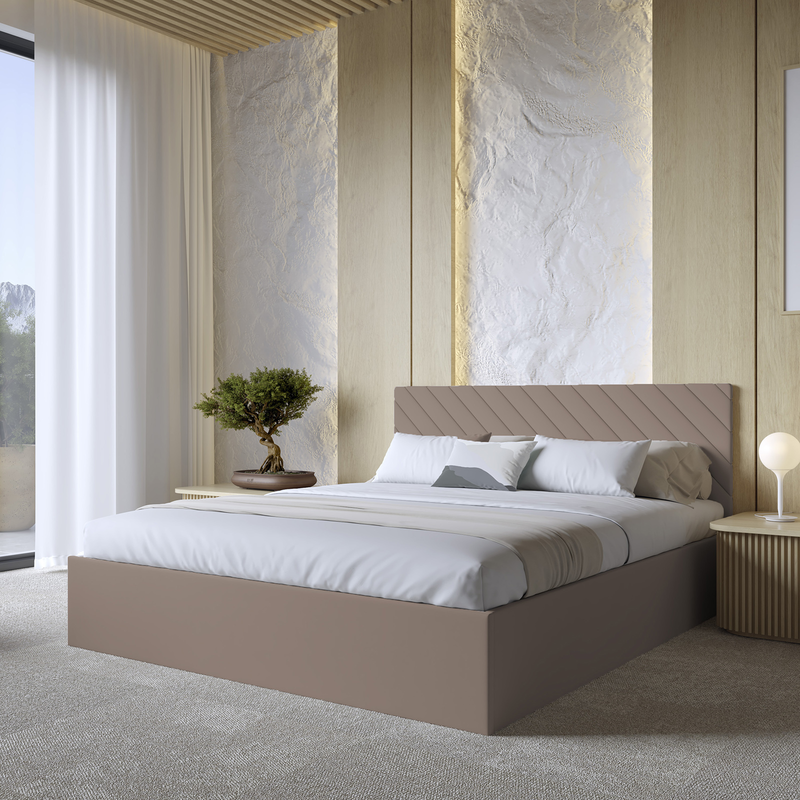 Eka Čalouněná postel ADEL 180x200 cm Barva látky Trinity: (2305) Tmavá béžová