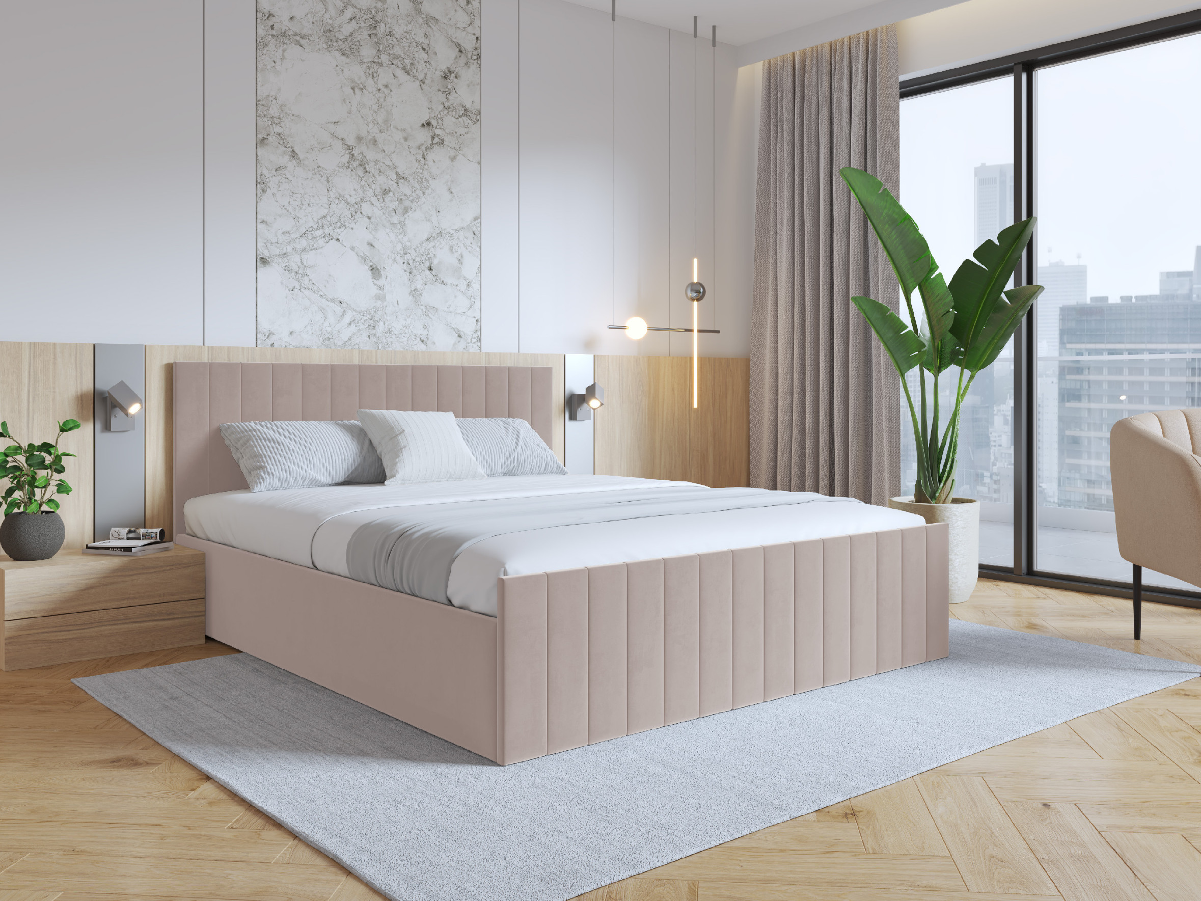 Eka Čalouněná postel EMILY 90x200 cm Barva látky Trinity: (2315) Tmavá šedá