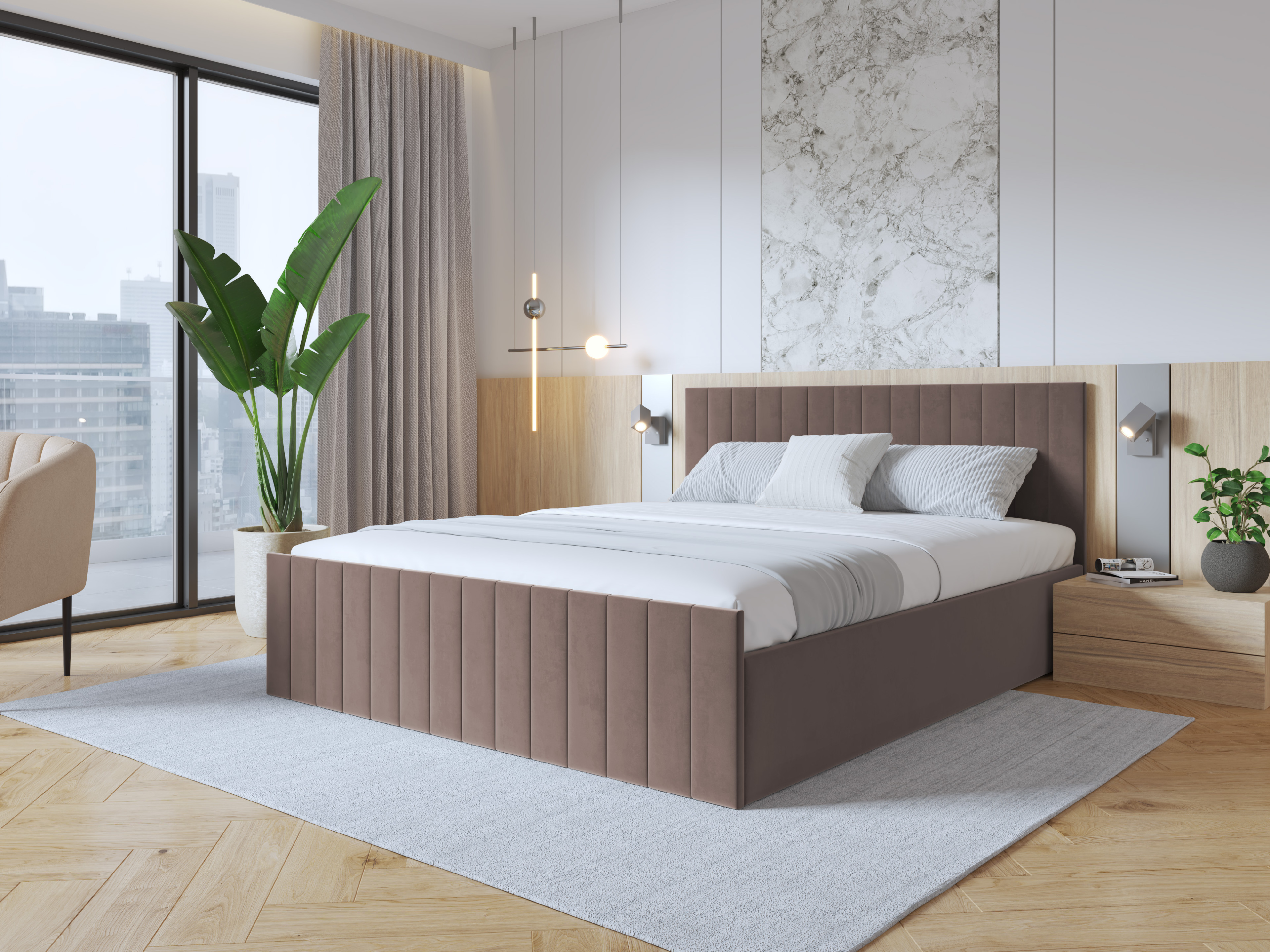 Eka Čalouněná postel EMILY 120x200 cm Barva látky Trinity: (2306) Světlá hnědá