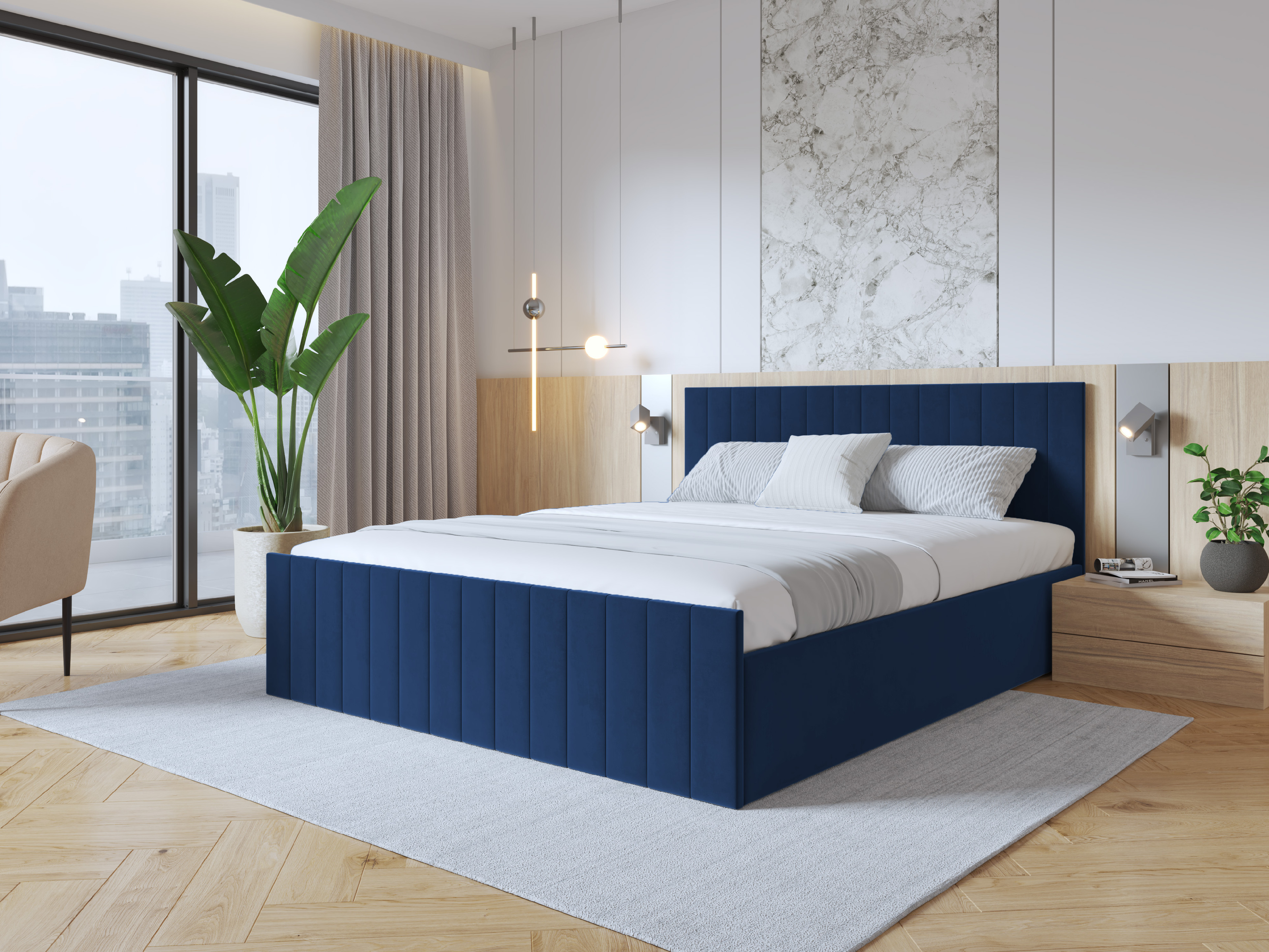 Eka Čalouněná postel EMILY 120x200 cm Barva látky Trinity: (2303) Světlá béžová