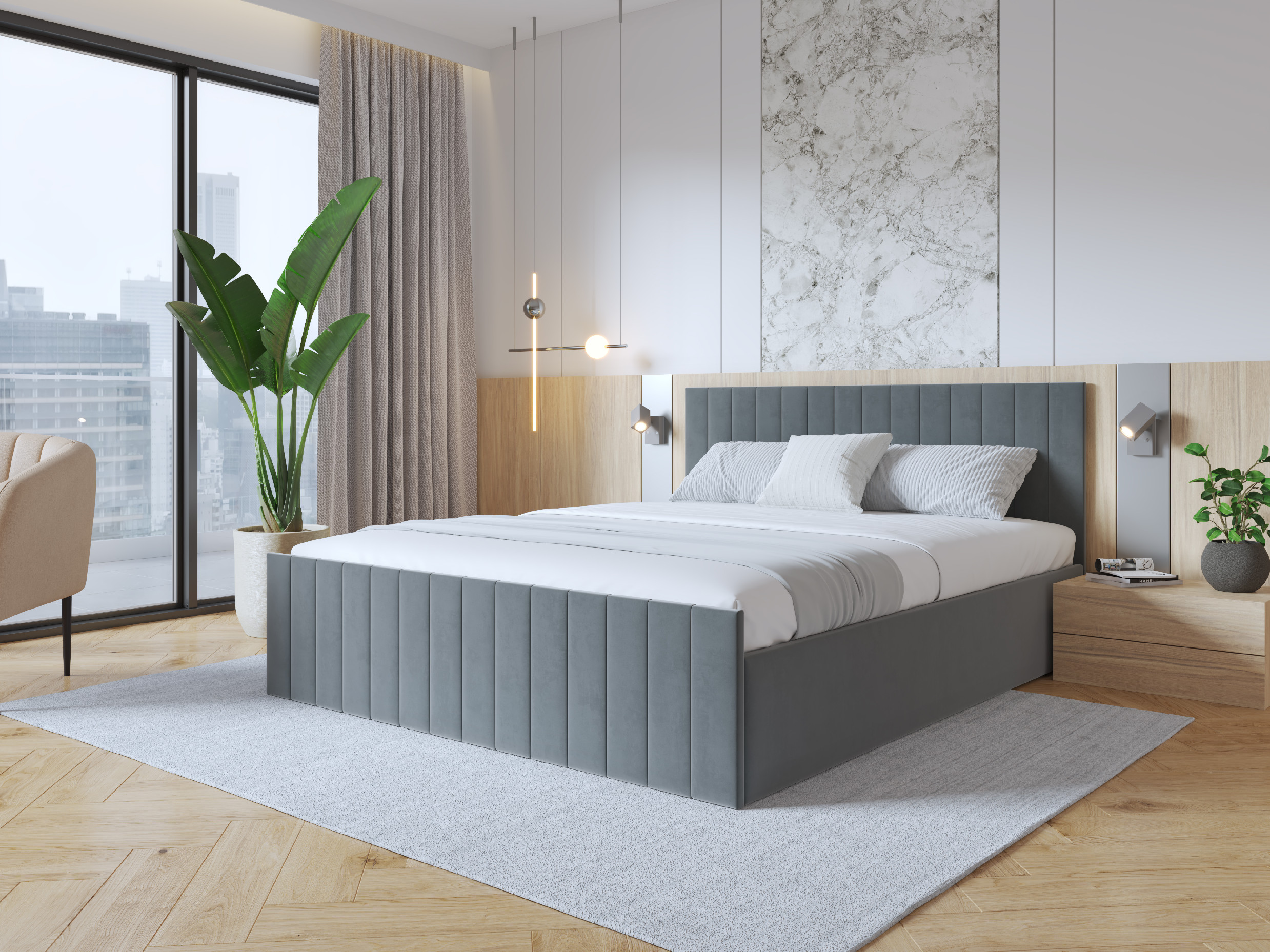 Eka Čalouněná postel EMILY 140x200 cm Barva látky Trinity: (2317) Oranžová