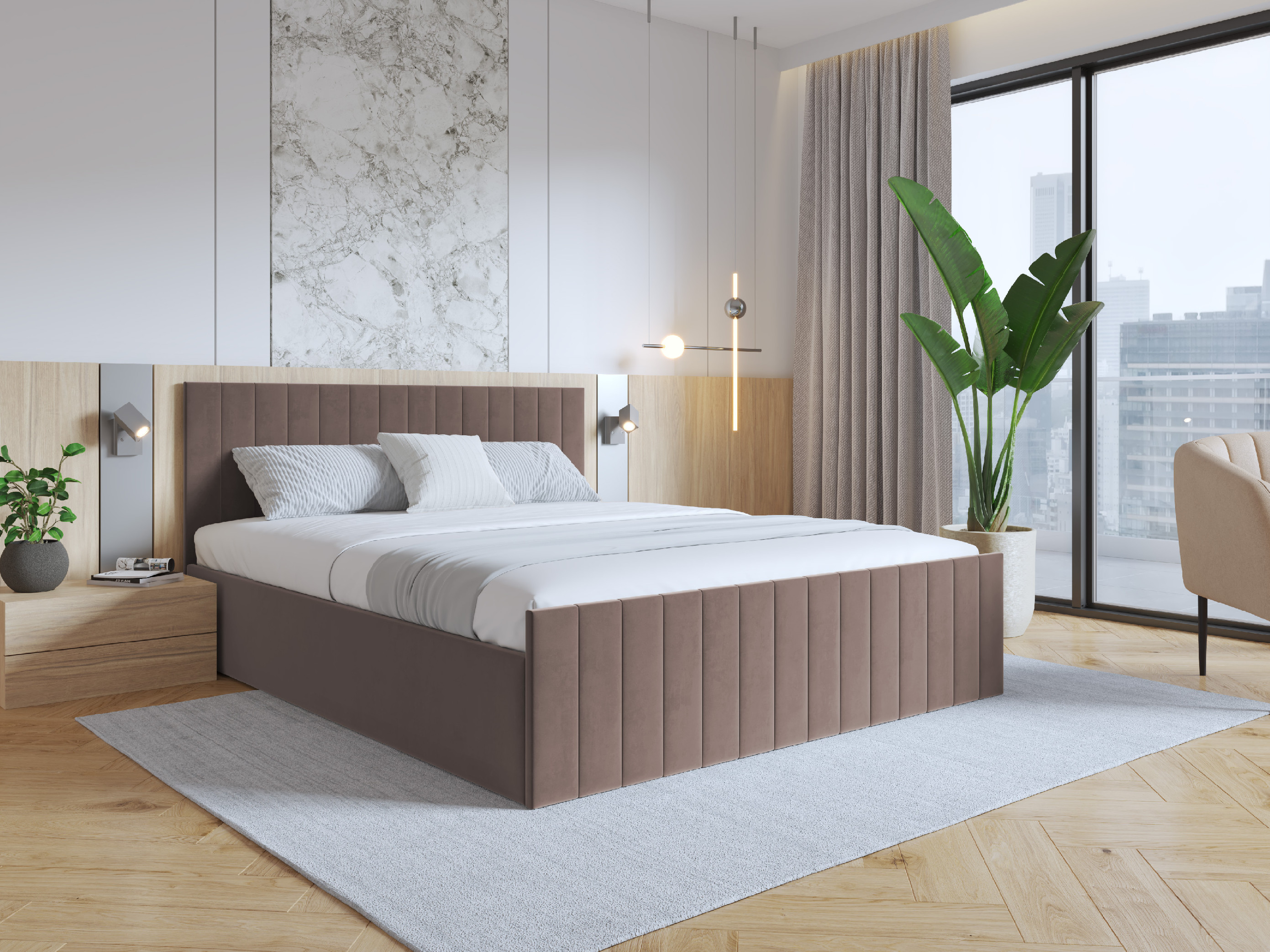 Eka Čalouněná postel EMILY 160x200 cm Barva látky Trinity: (2309) Červená