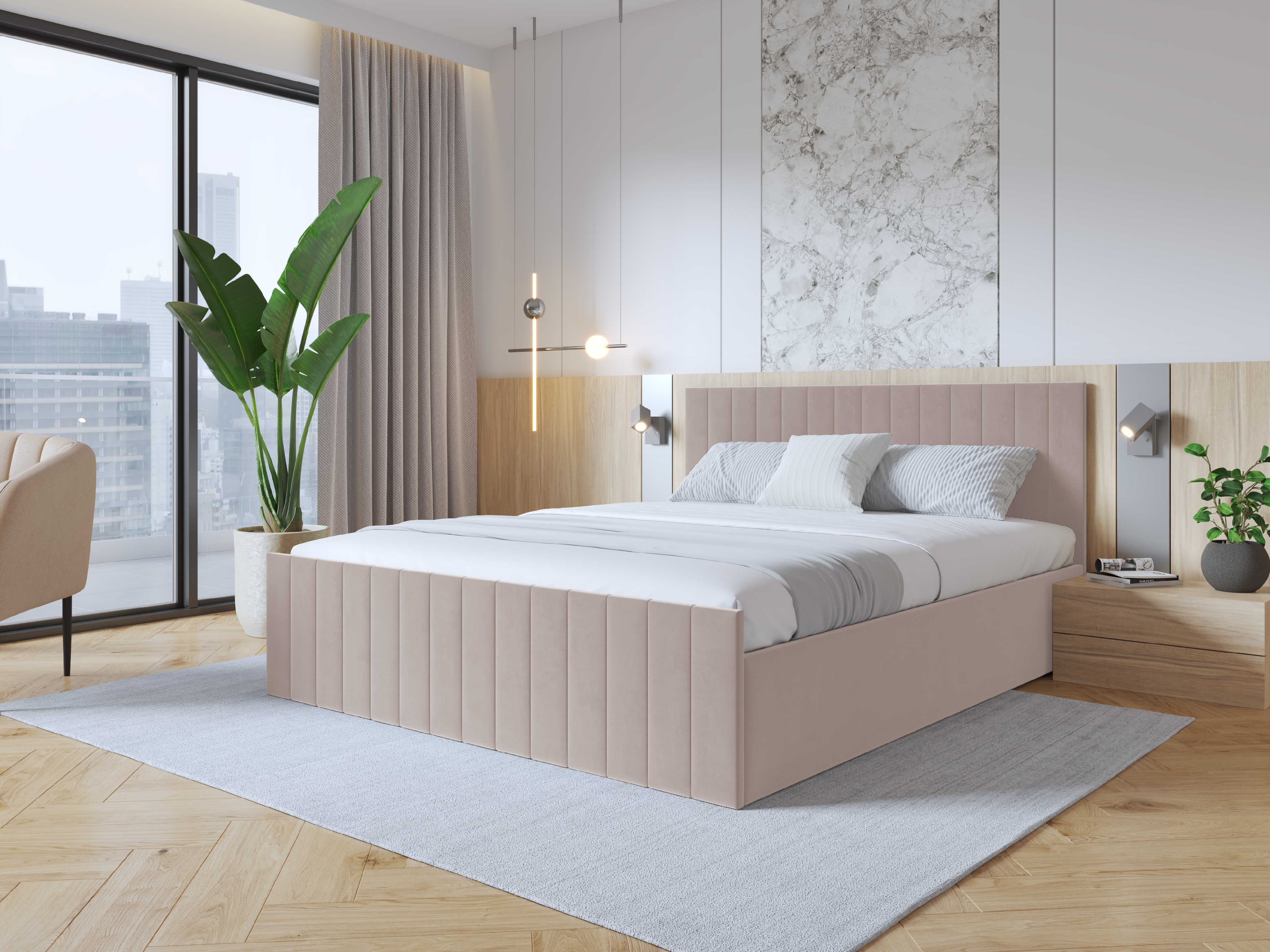 Eka Čalouněná postel EMILY 180x200 cm Barva látky Trinity: (2317) Oranžová