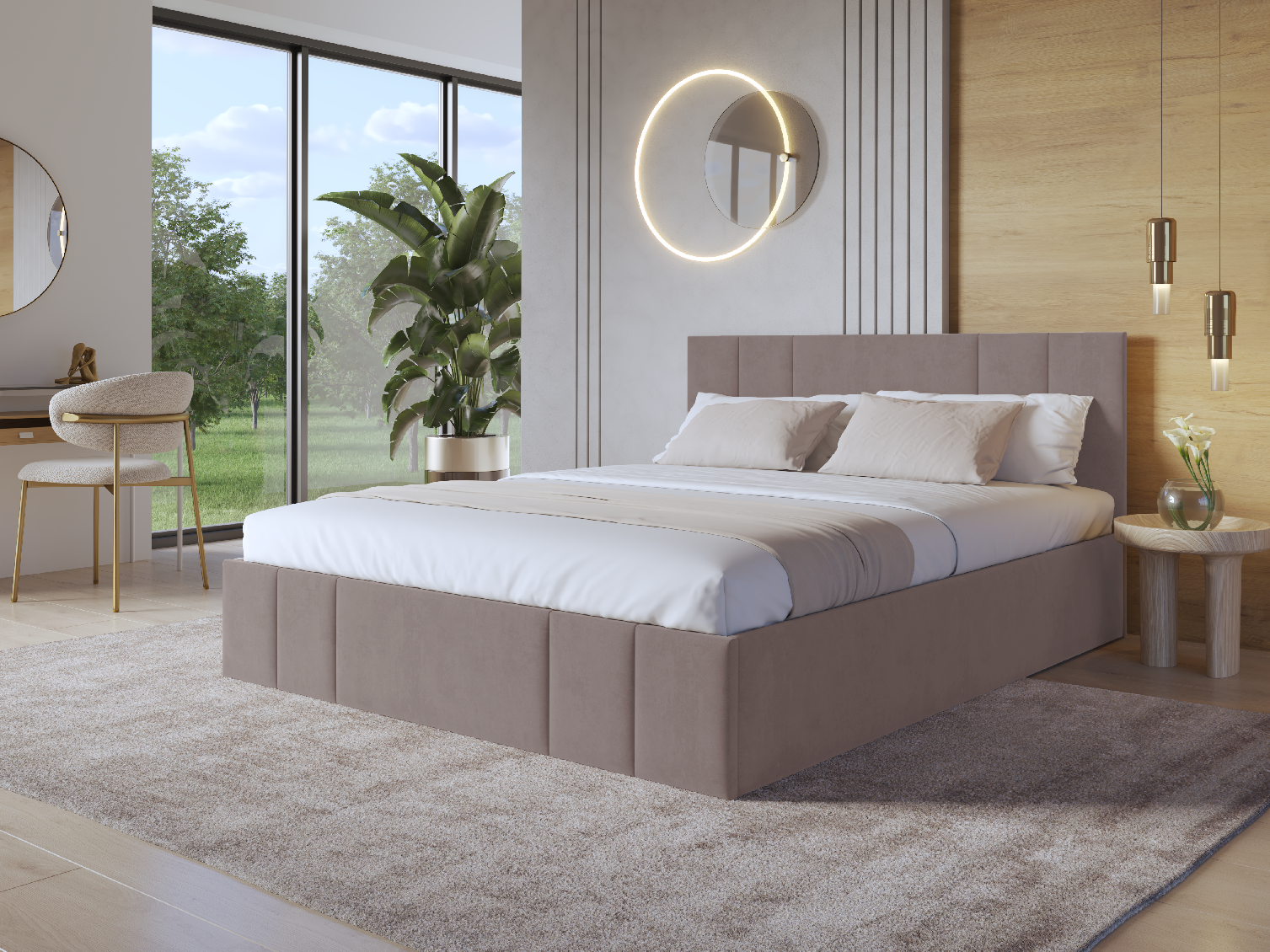 Eka Čalouněná postel SAMANTA 120x200 cm Barva látky Trinity: (2301) Krémová bíla