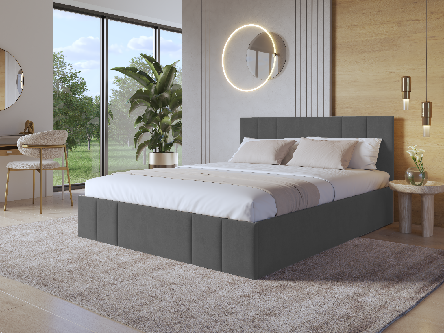 Eka Čalouněná postel SAMANTA 160x200 cm Barva látky Trinity: (2303) Světlá béžová