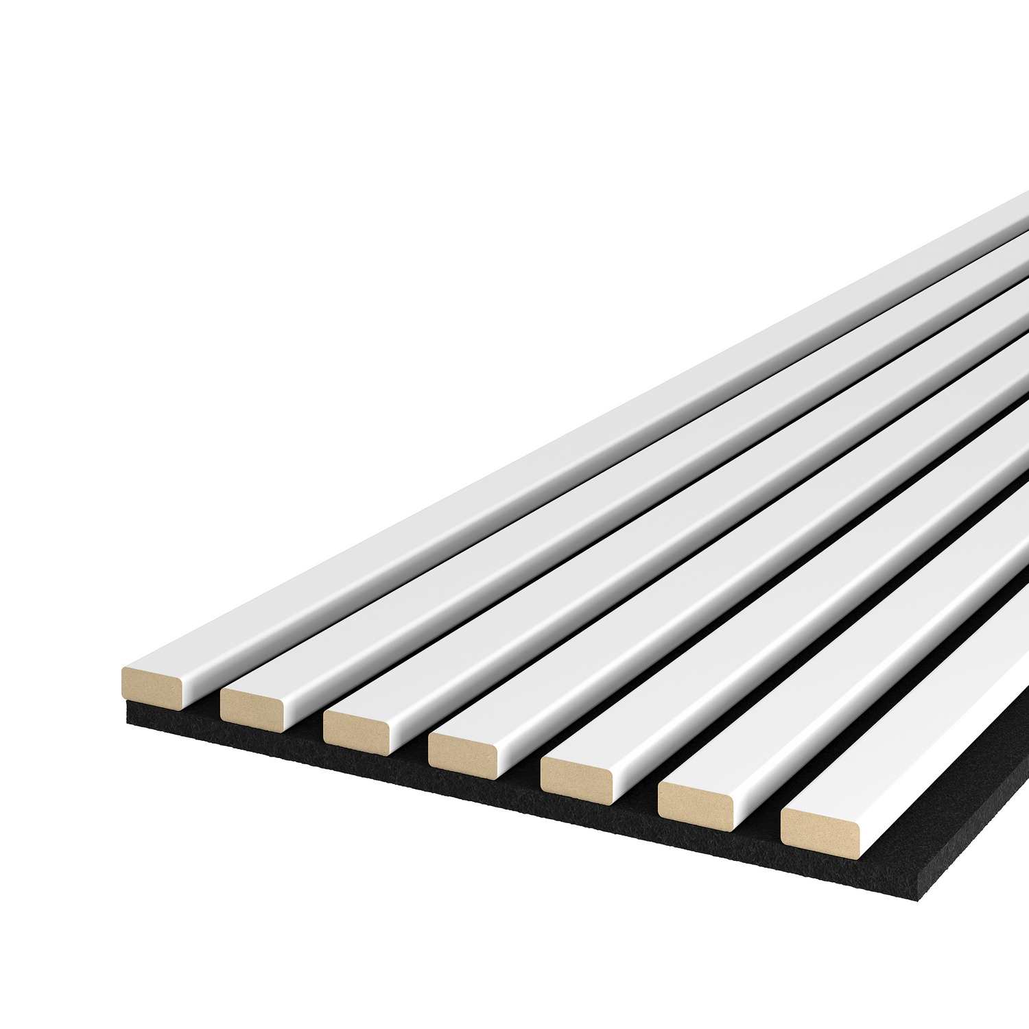 MP Dekorativní nástěnné lamely s filcem, Bílá mat / černý 260x30x0,7 cm - 7 lamel