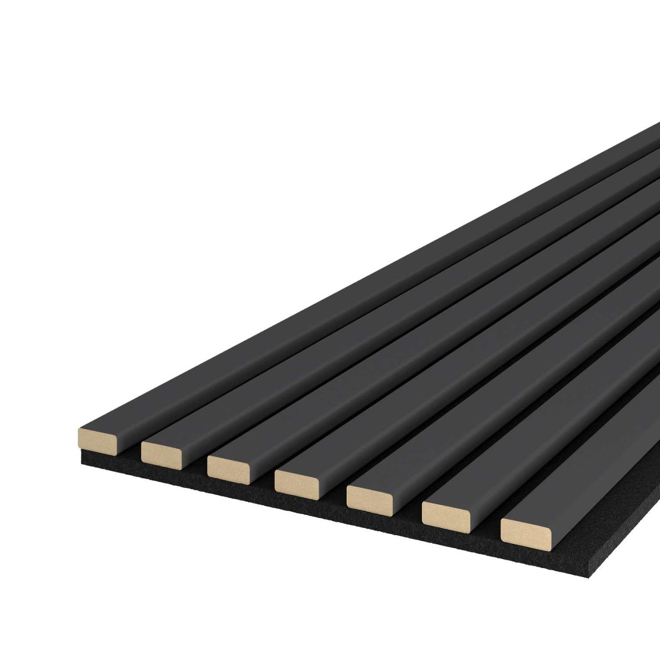 MP Dekorativní nástěnné lamely s filcem, Grafit / černý 260x30x0,7 cm - 7 lamel