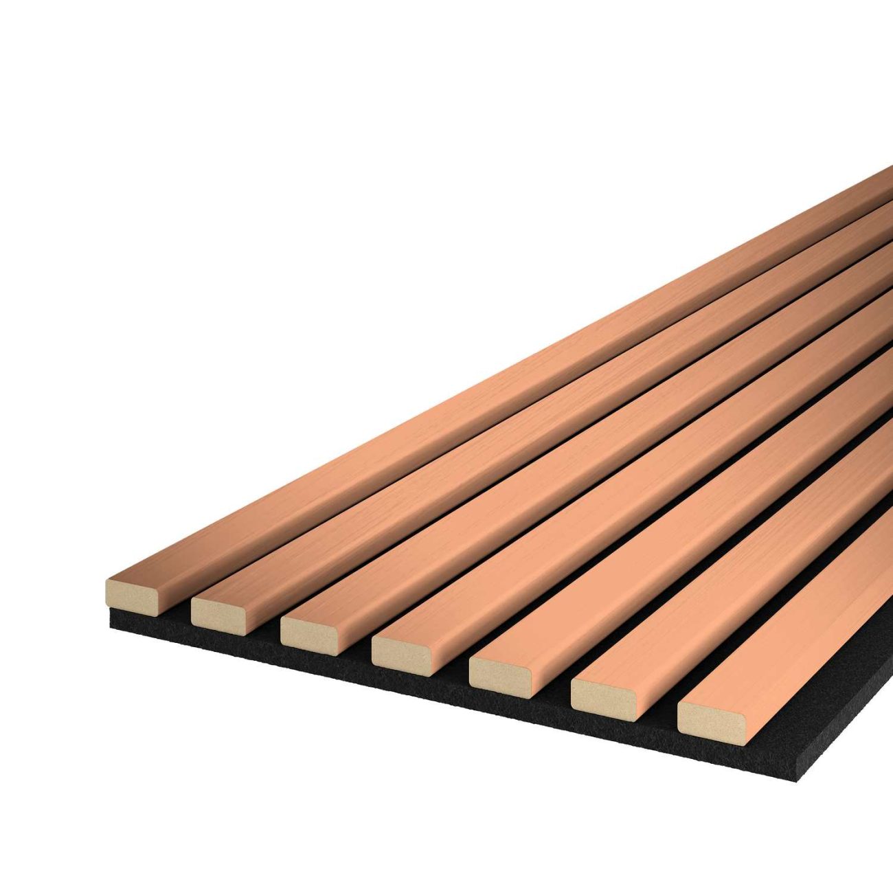 MP Dekorativní nástěnné lamely s filcem, Měď / černý 260x30x0,7 cm - 7 lamel