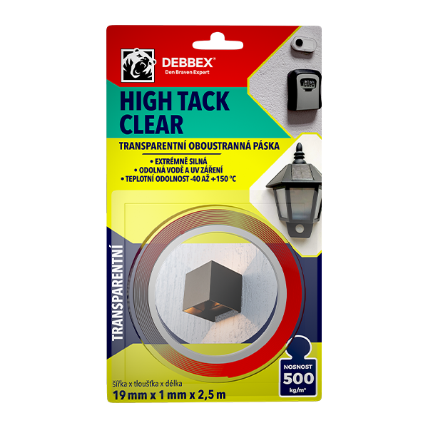 Debbex Oboustranná páska HIGH TACK CLEAR, transparentní 19 x 1 mm x 2,5 m