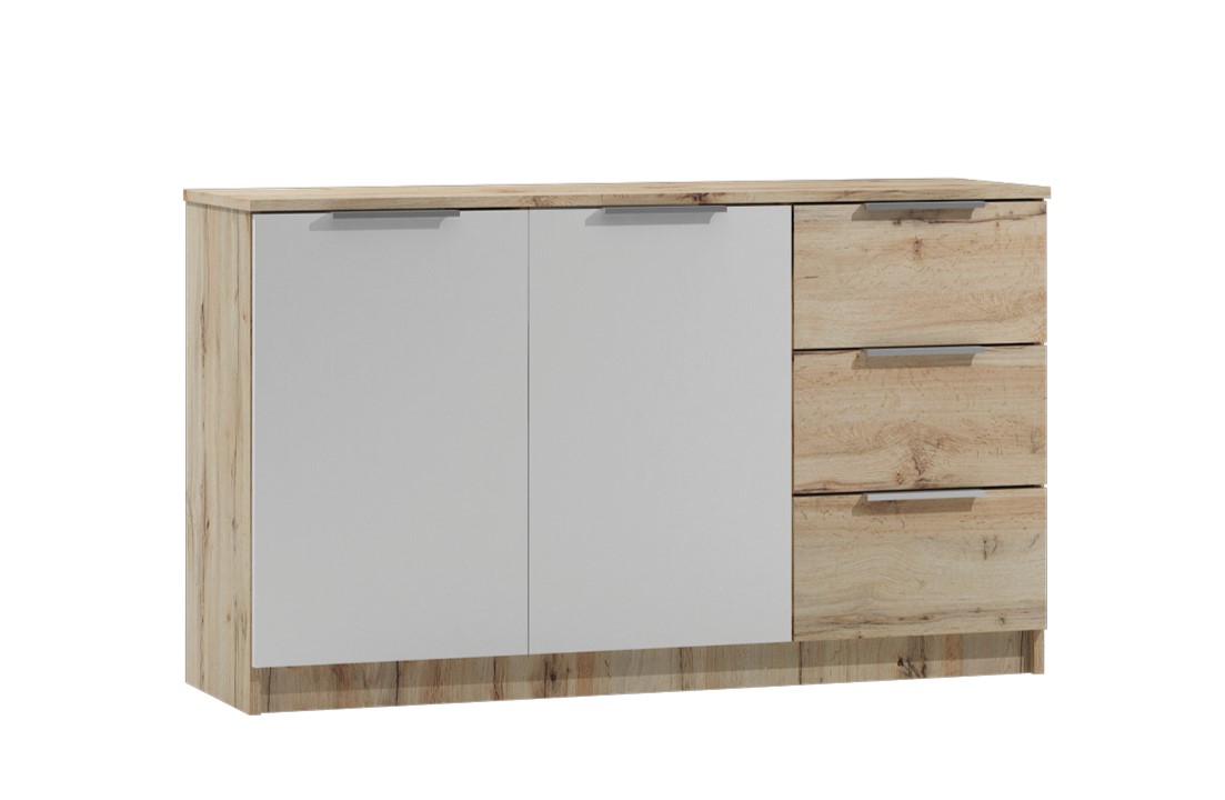 STO Komoda VIENNA, 138 cm Dub Votan/Bílá