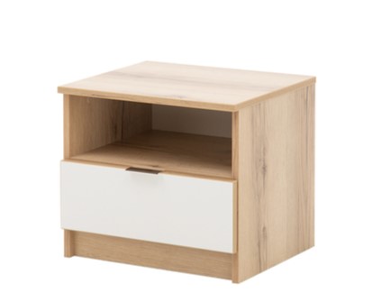 STO Noční stolek PANAMA, 45,5 cm Bílá/Dub přírodní