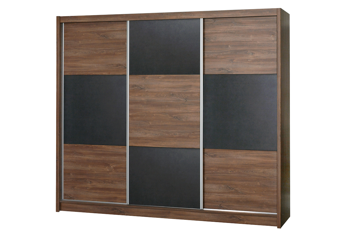 STO Šatní skříň CORDOBA 255 cm, Dub Sterling / Beton