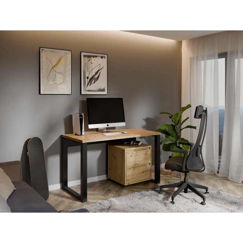 Mdx Set LOFT MAXI - kancelářský stůl + kontejner, Černá/Dub Artisan