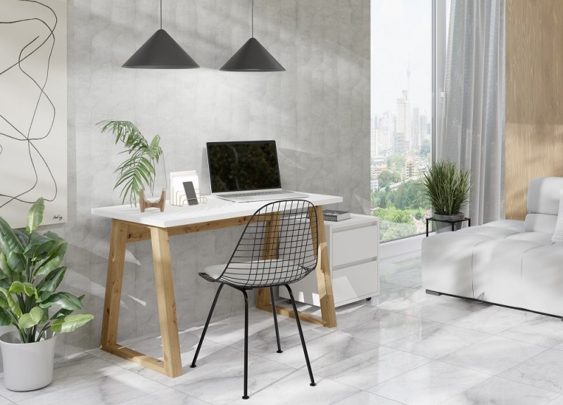 Mdx Set LOFT FIGATE - kancelářský stůl + kontejner, Bílá/Dub Artisan