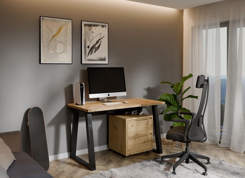 Mdx Set LOFT FIGATE - kancelářský stůl + kontejner, Černá/Dub Artisan