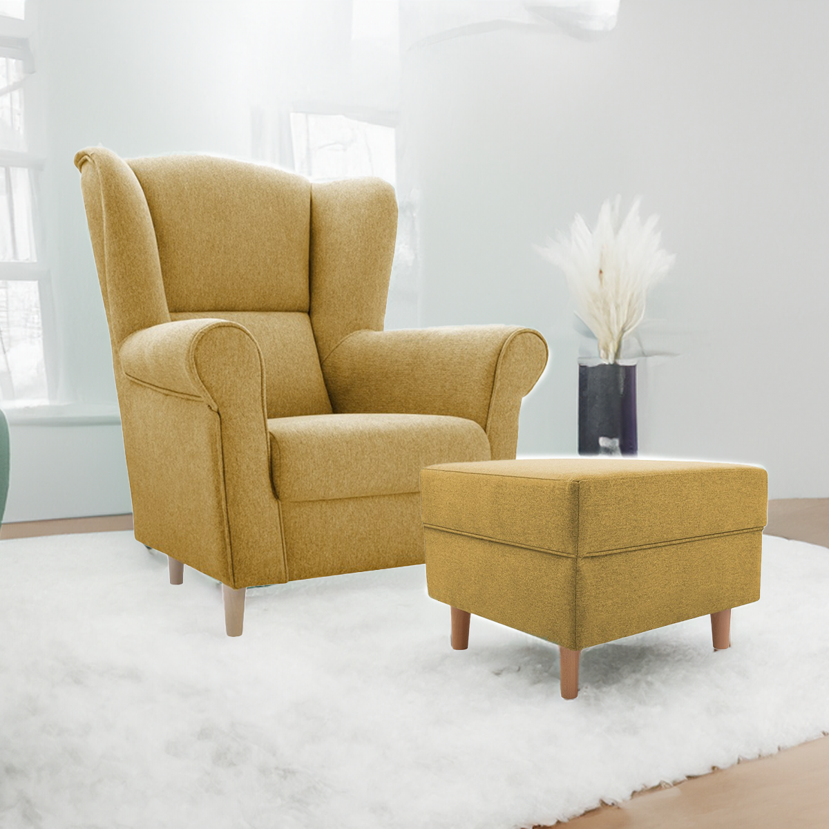 IDZ Sedací souprava: Křeslo LOFT 1 + taburet LOFT, Žlutá Avra 7