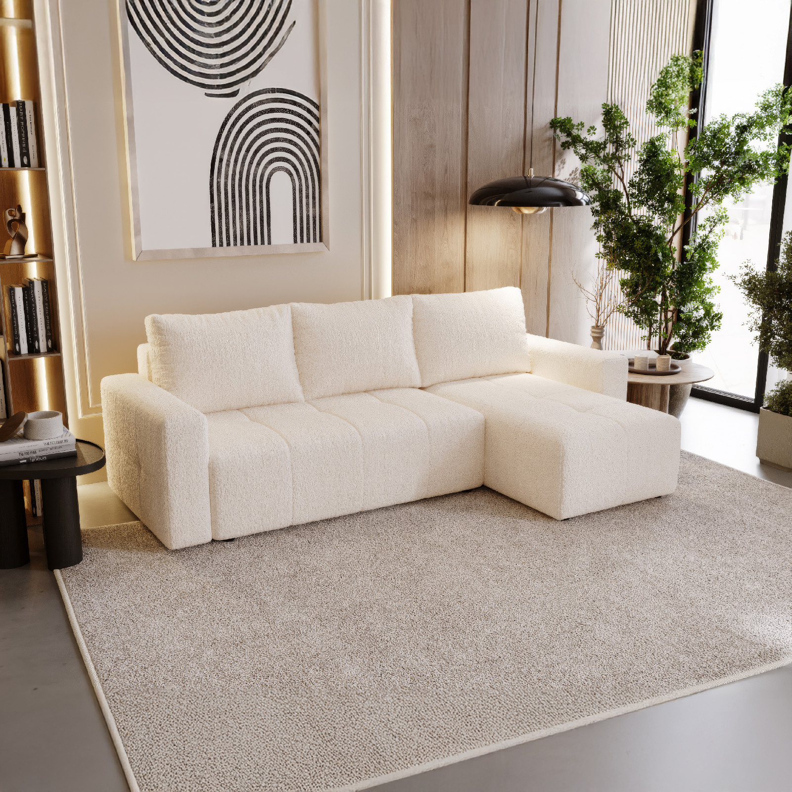 PRM Rohová sedačka PORTO, 231 cm Roh pohovky: Pravý roh, Barva látky: NOW OR NEVER 02 (Krémová)