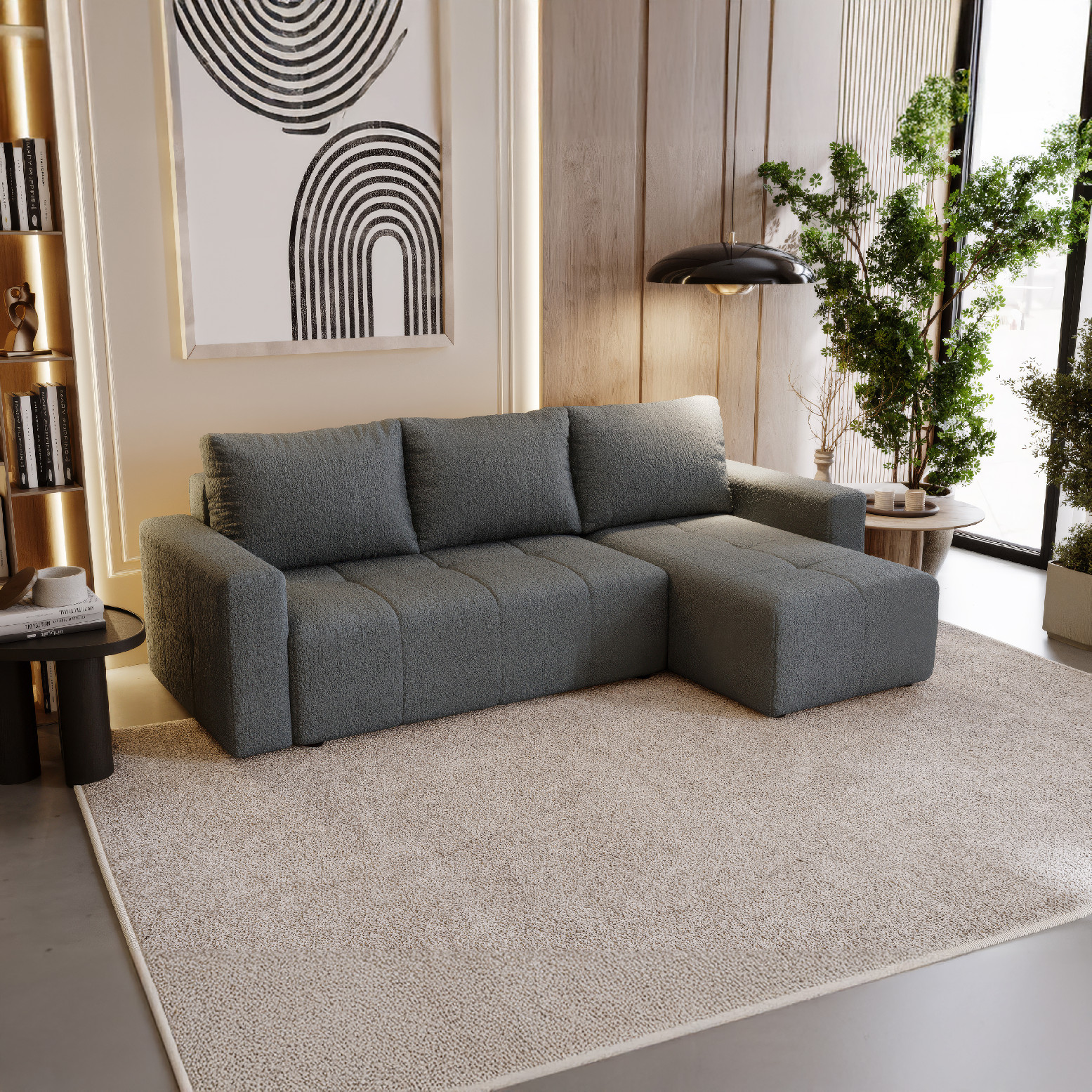 PRM Rohová sedačka PORTO, 231 cm Roh pohovky: Pravý roh, Barva látky: NOW OR NEVER 92 (Tmavá šedá)