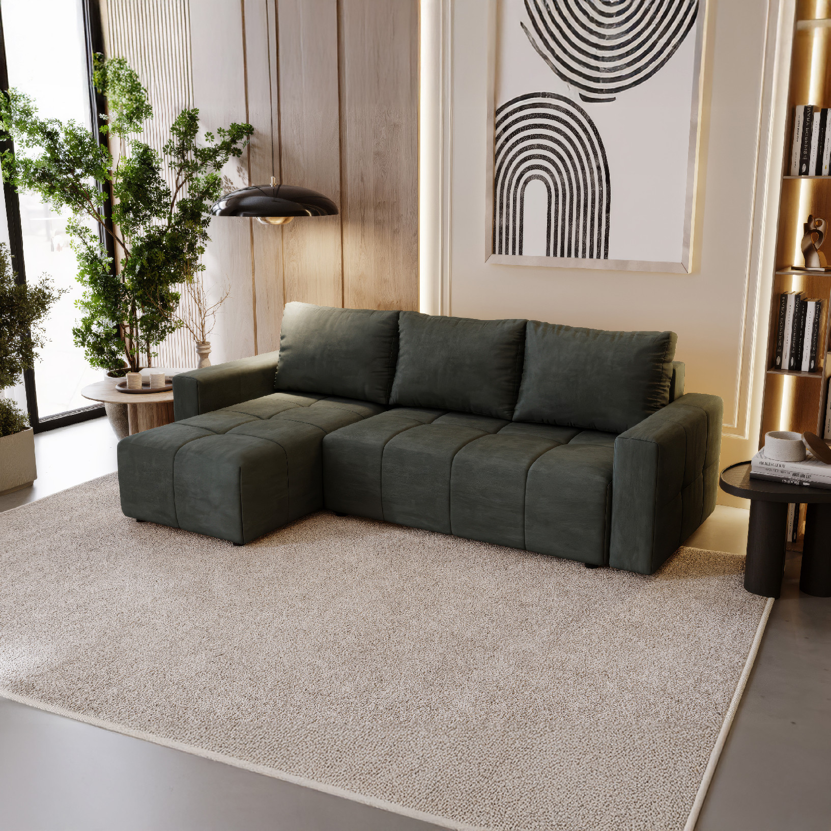 PRM Rohová sedačka PORTO, 231 cm Roh pohovky: Levý roh, Barva látky: PAROS 06 (Tmavá šedá)