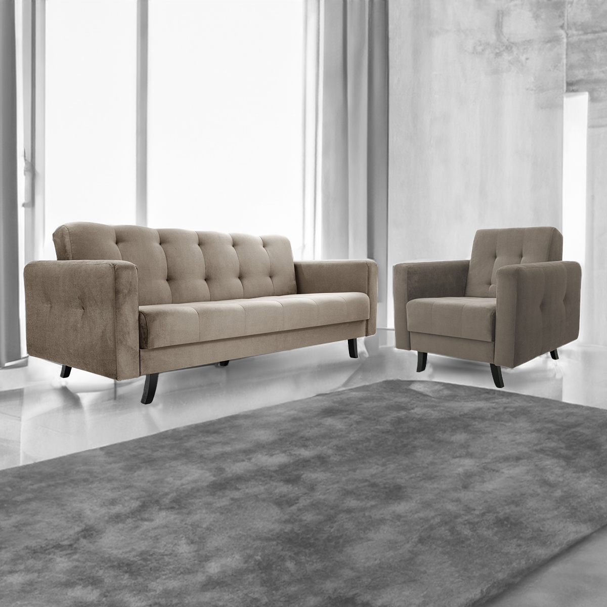 IDZ Sedací souprava: Pohovka LISA, 227 cm + křeslo LISA, Paros 03 Světlá hnědá