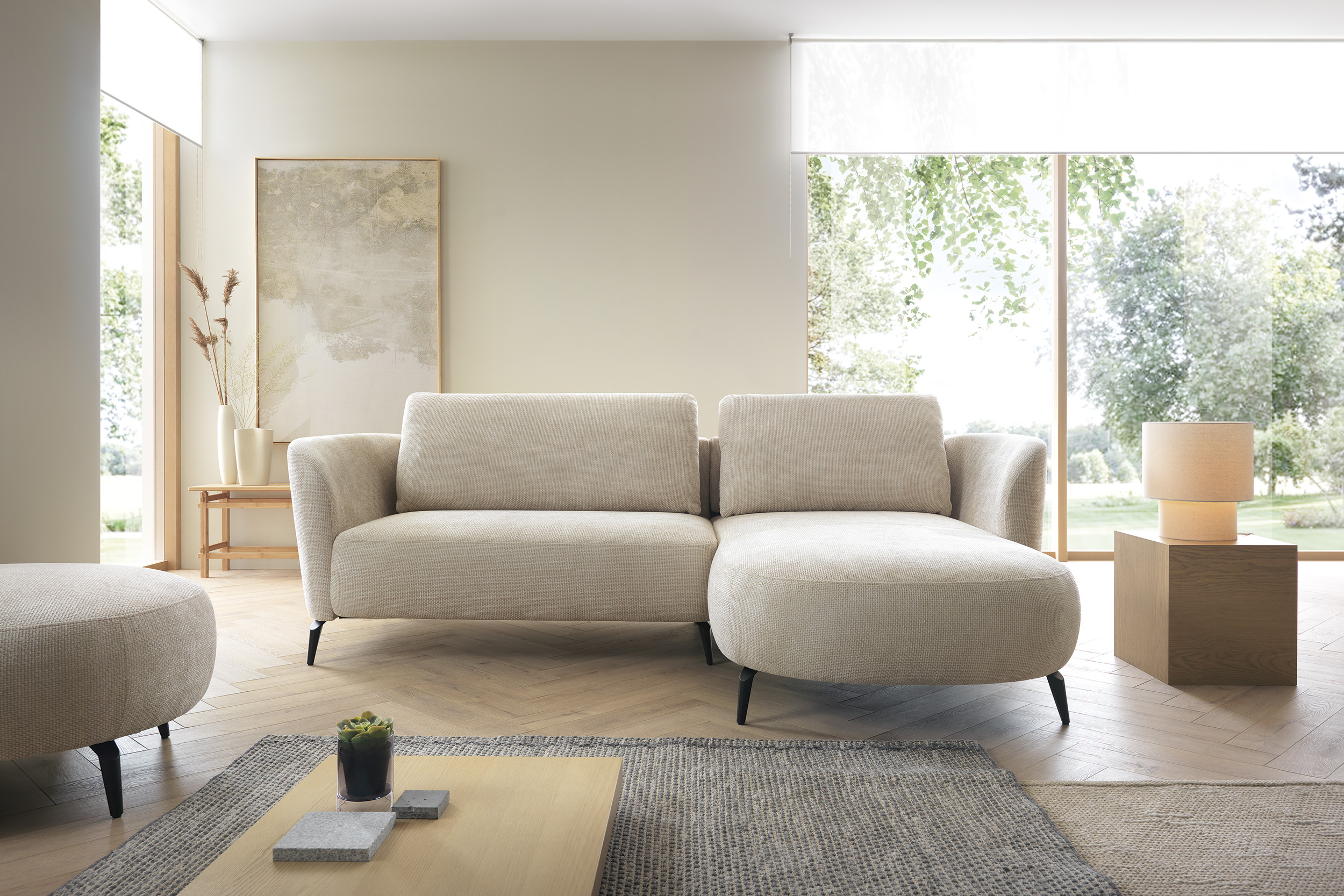 PCo Rohová sedací souprava ANCONA, 260 cm Roh pohovky: Levý roh, Barva látky: FLOW 4 (Šampaň)