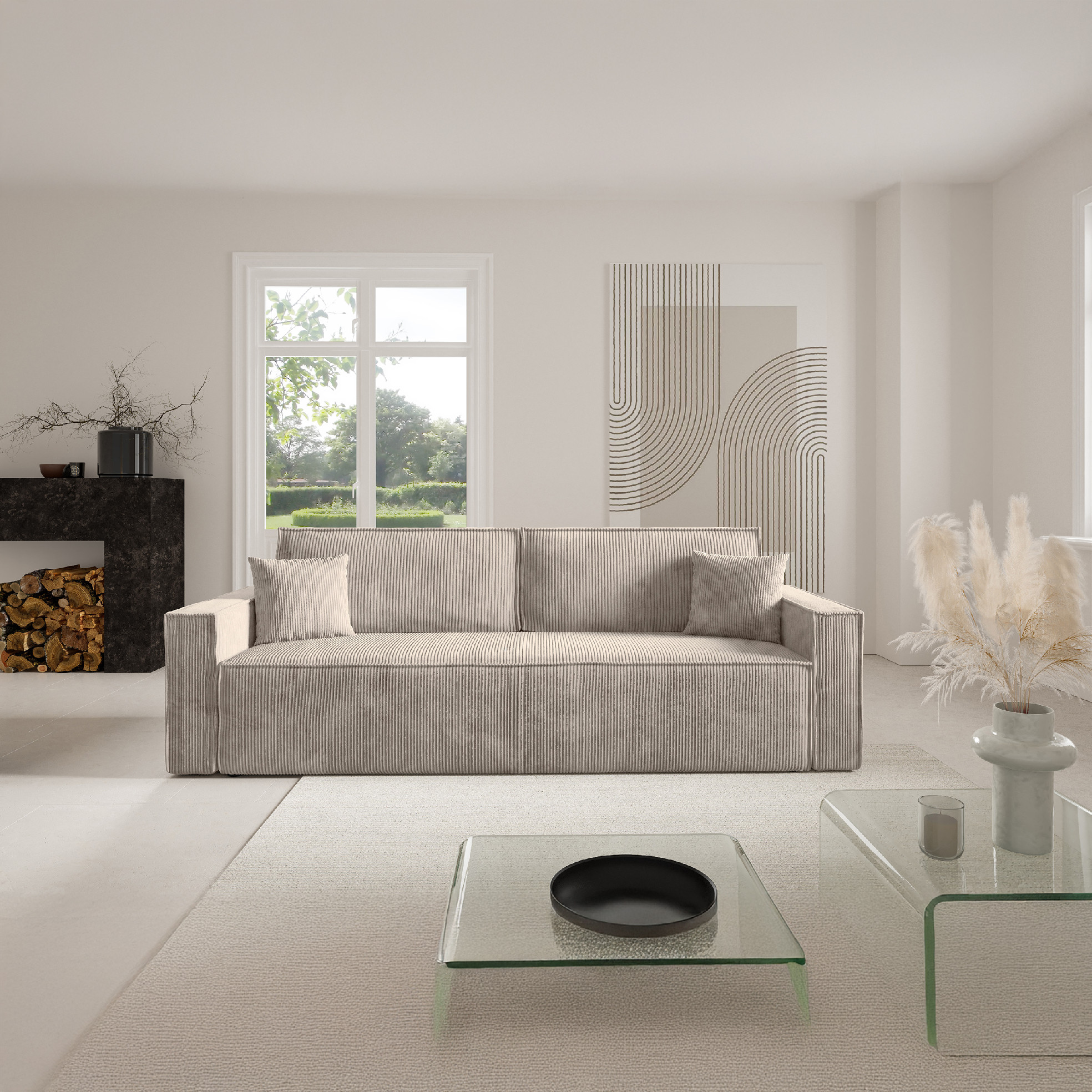 Eka Pohovka BASIC, 240 cm Barva látky: POSO 02 (Tmavá béžová)