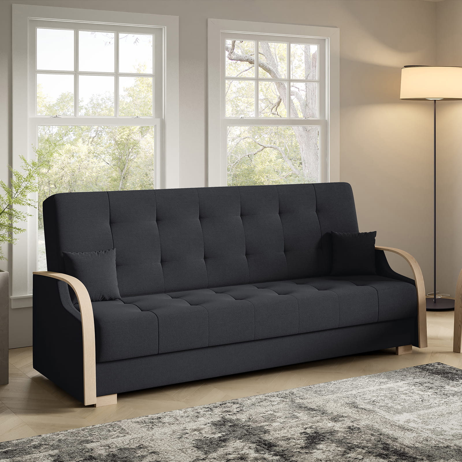 Eka Pohovka PALMOVKA, 212 cm Barva látky: Černá (Soro 100)