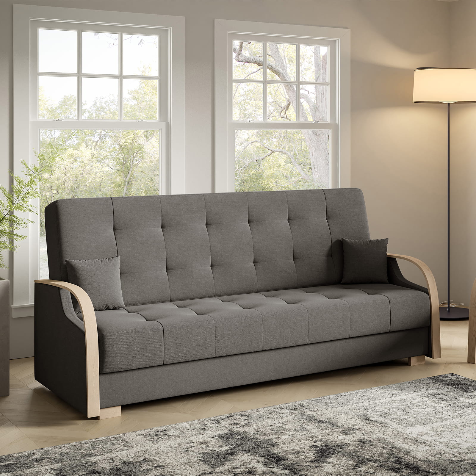 Eka Pohovka PALMOVKA, 212 cm Barva látky: Soro 91 (Šedá)