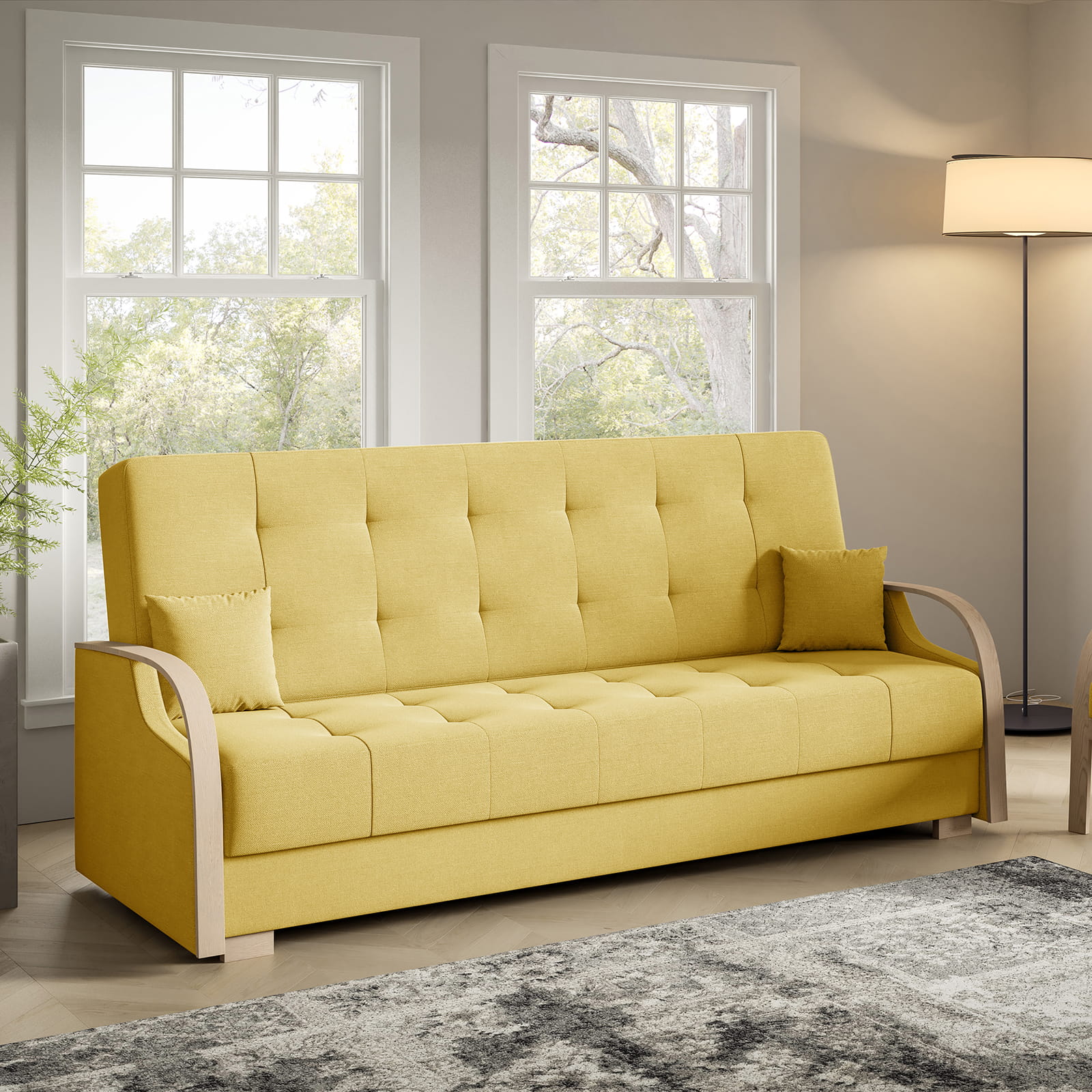 Eka Pohovka PALMOVKA, 212 cm Barva látky: Soro 40 (Žlutá)