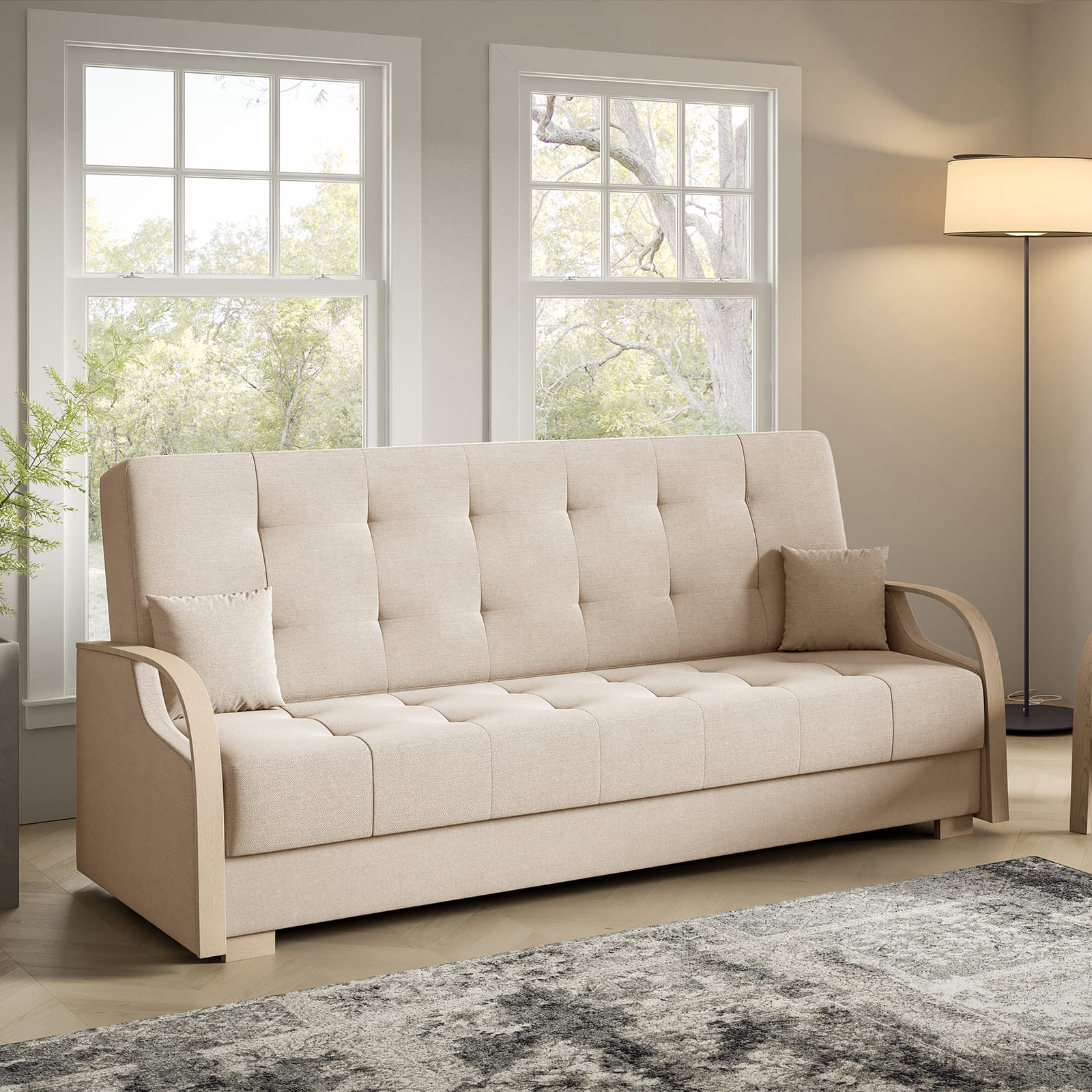 Eka Pohovka PALMOVKA, 212 cm Barva látky: Béžová (Soro 21)