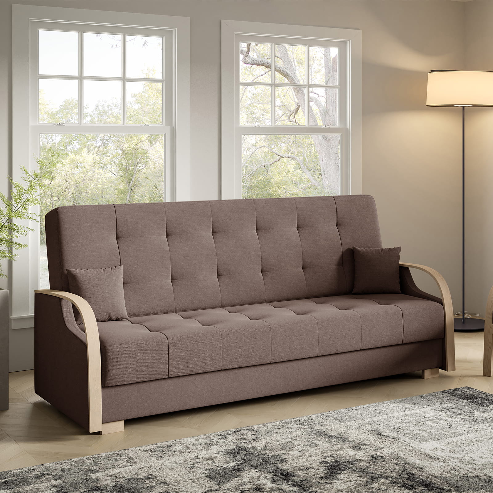 Eka Pohovka PALMOVKA, 212 cm Barva látky: Hnědá (Soro 28)