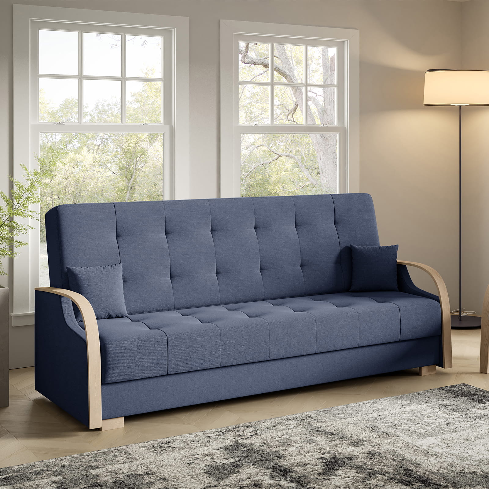 Eka Pohovka PALMOVKA, 212 cm Barva látky: Modrá (Soro 76)