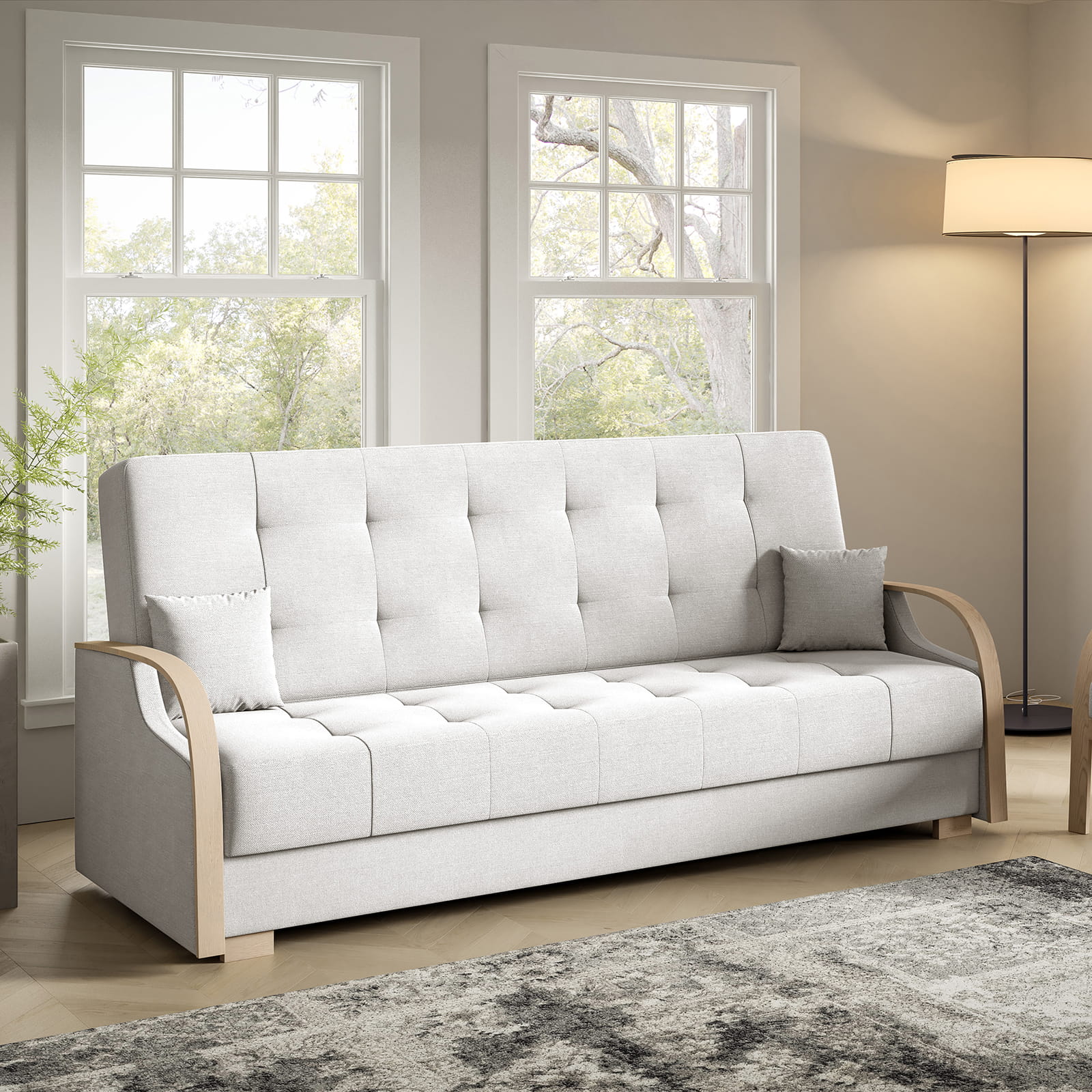 Eka Pohovka PALMOVKA, 212 cm Barva látky: Světlá šedá (Soro 83)