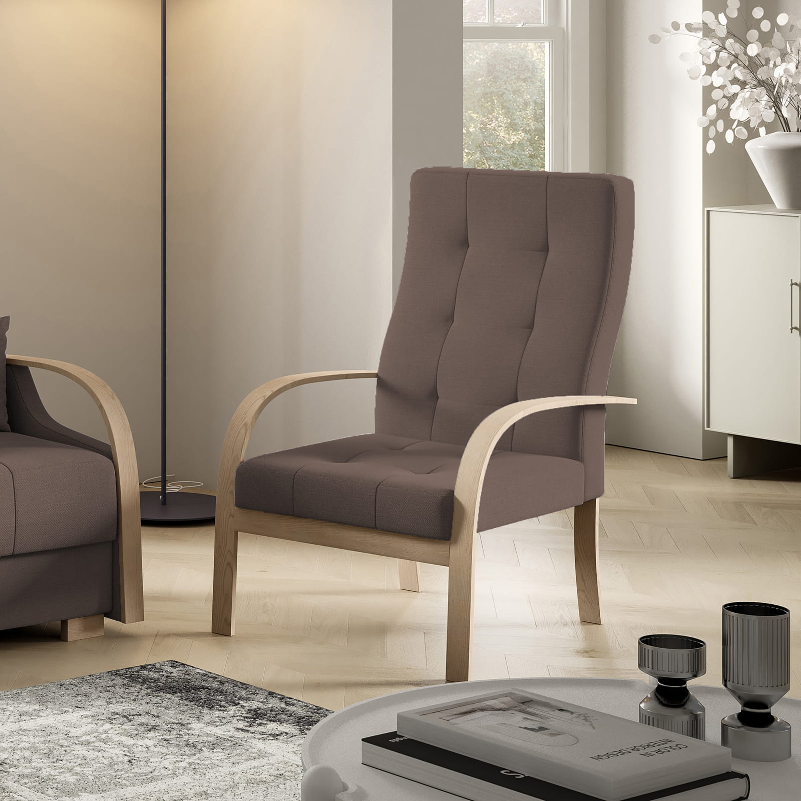 Eka Křeslo PALMOVKA Barva látky: Hnědá (Soro 28)