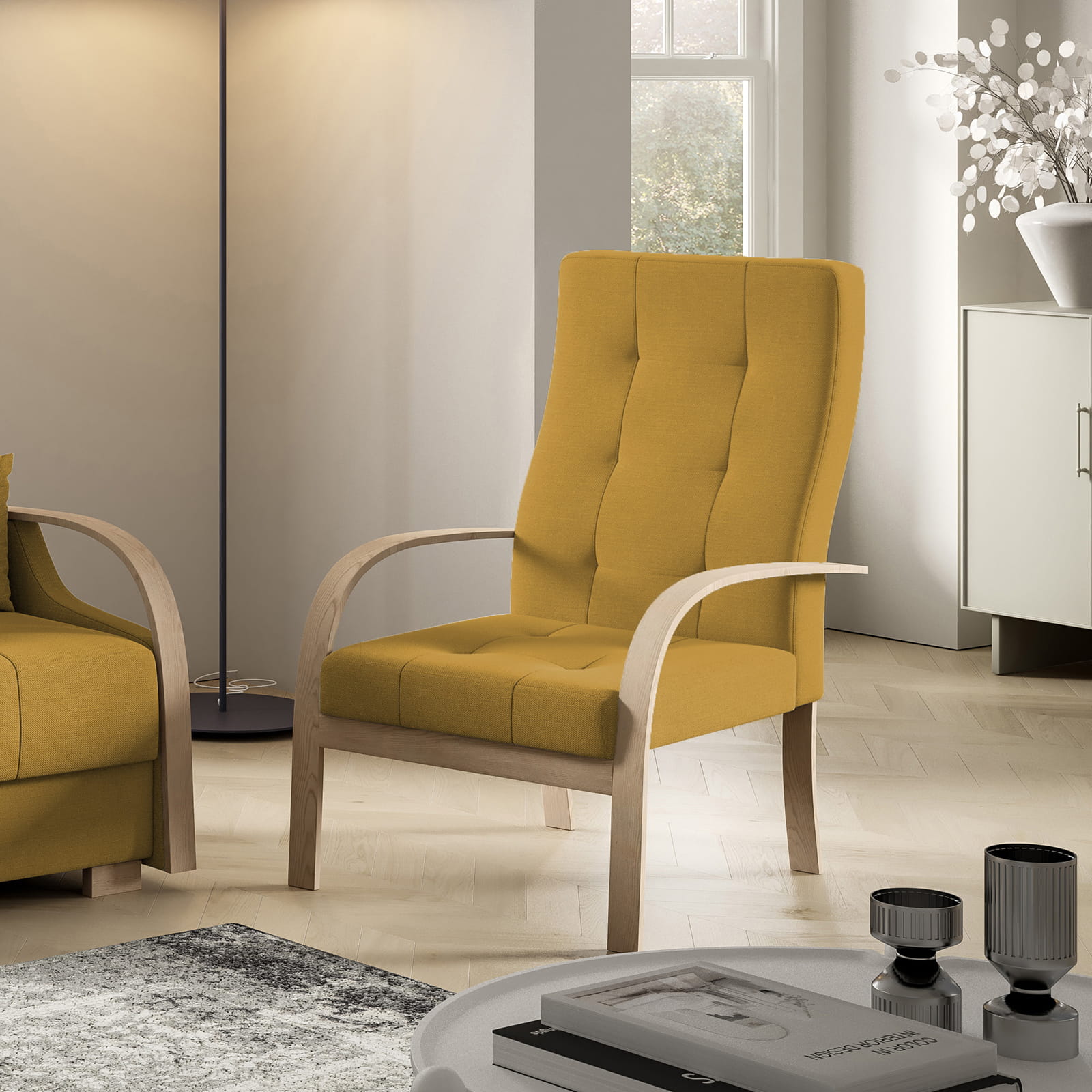 Eka Křeslo PALMOVKA Barva látky: Soro 40 (Žlutá)