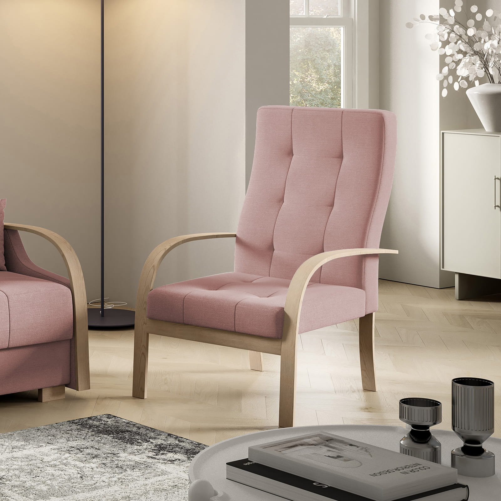 Eka Křeslo PALMOVKA Barva látky: Starorůžová (Soro 61)