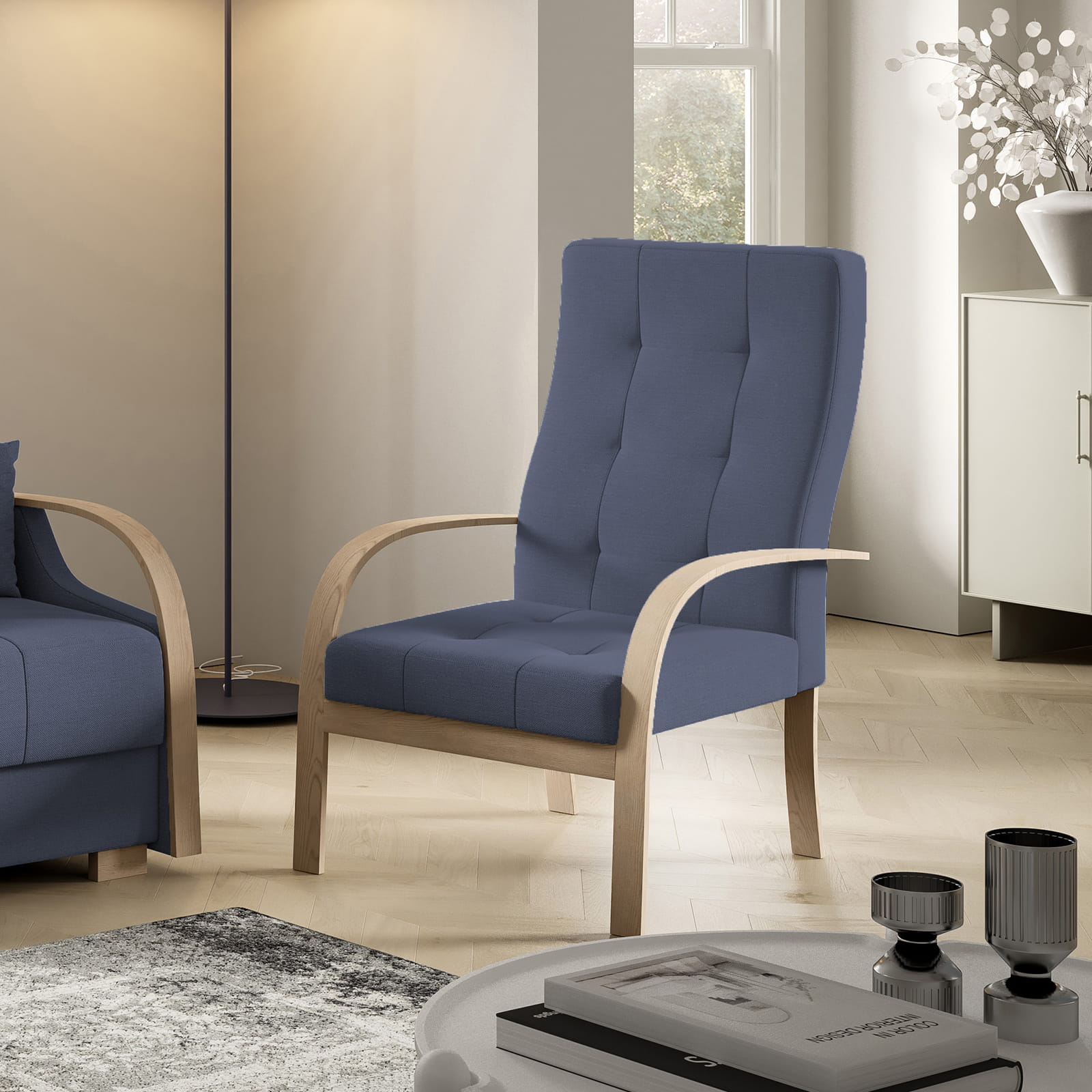 Eka Křeslo PALMOVKA Barva látky: Modrá (Soro 76)