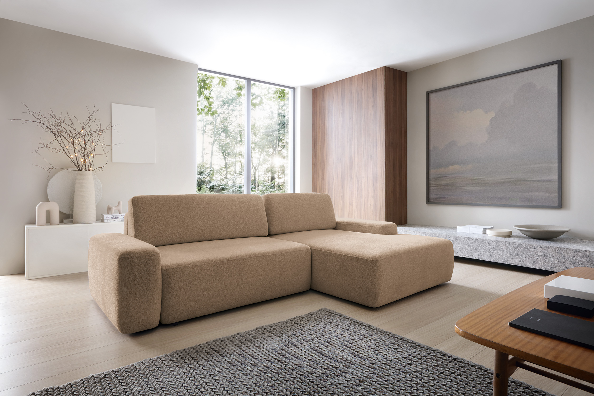 PCo Rohová sedací souprava BONANOVA M, 264 cm Roh pohovky: Levý roh, Barva látky: RAVEN 38 (Hnědá)