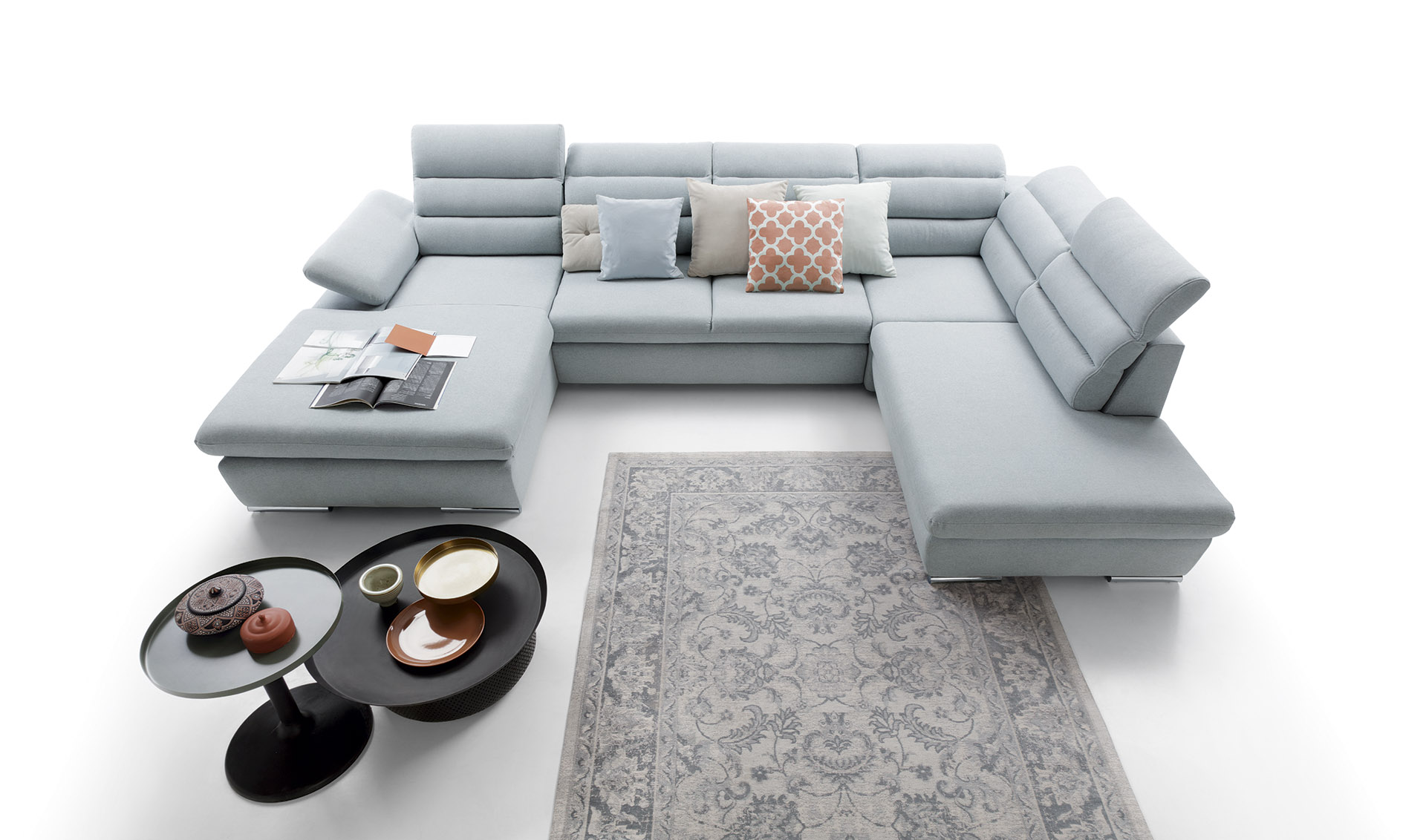 PCo Rohová sedací souprava GRÉTA II do U, 356 cm Barva látky: ASTON 09 (Červená), Roh pohovky: Pravý roh