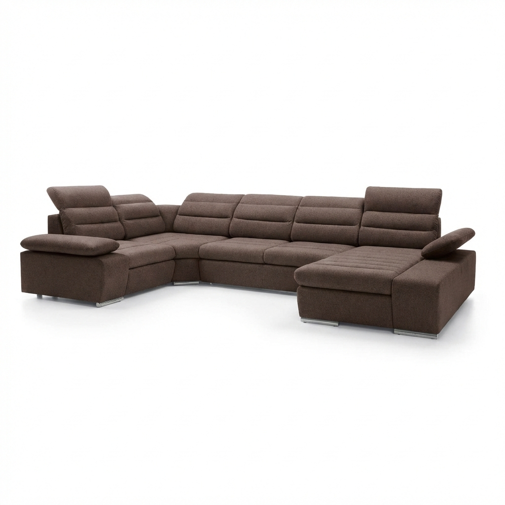 PCo Rohová sedací souprava KAMELOT II do U, 365 cm Barva látky: ELEMENT 05 (Světlá hnědá), Roh pohovky: Pravý roh